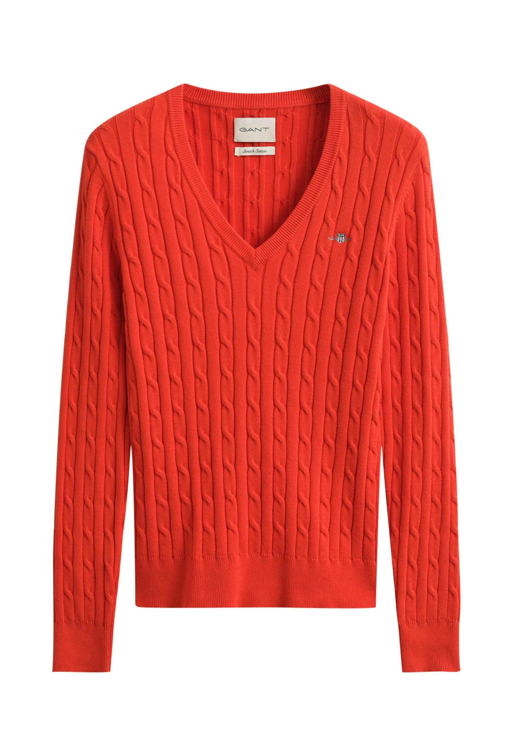 STRETCH CABLE V-NECK - Jumper - perfect red