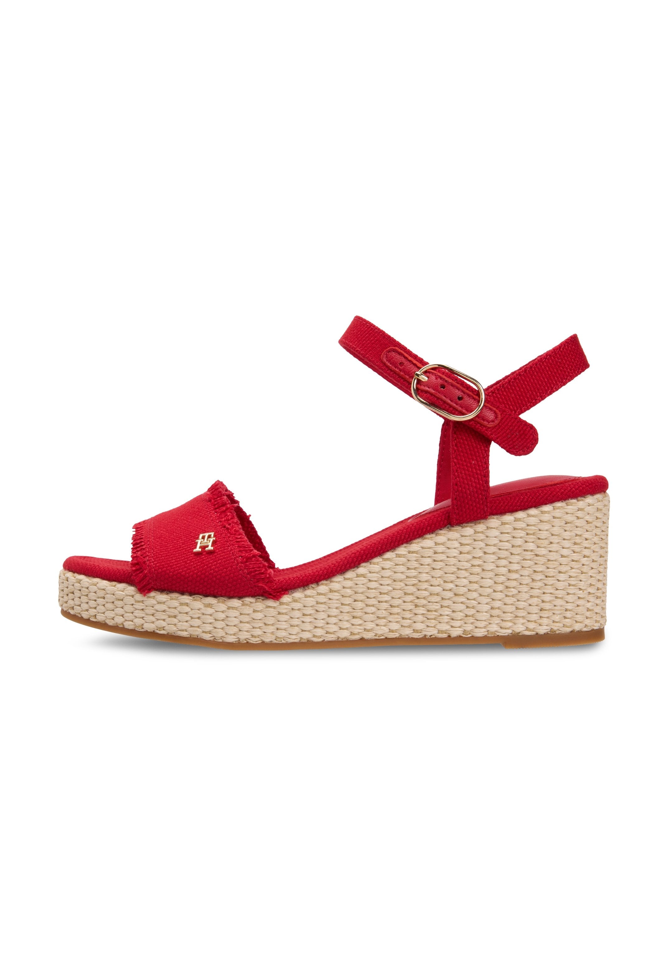 TH MONOGRAM WOVEN WEDGE ESPADRILLES - Platform sandals - primary red