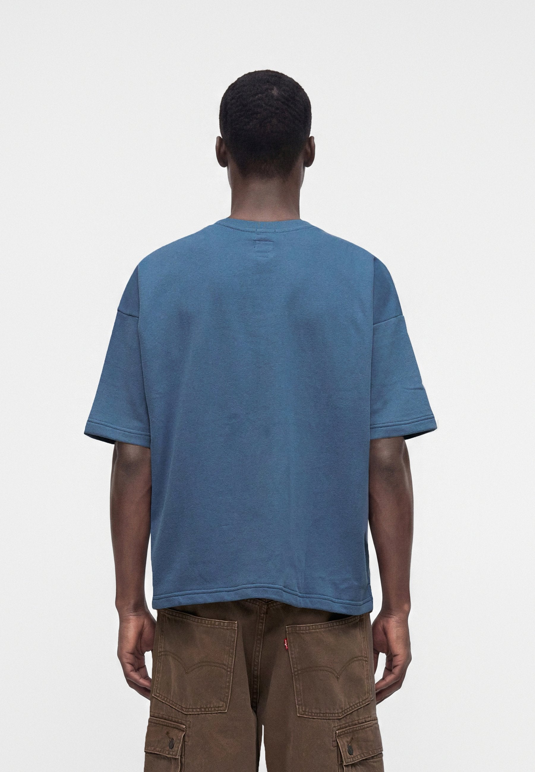 LOGO CROP CREW - Print T-shirt - blue