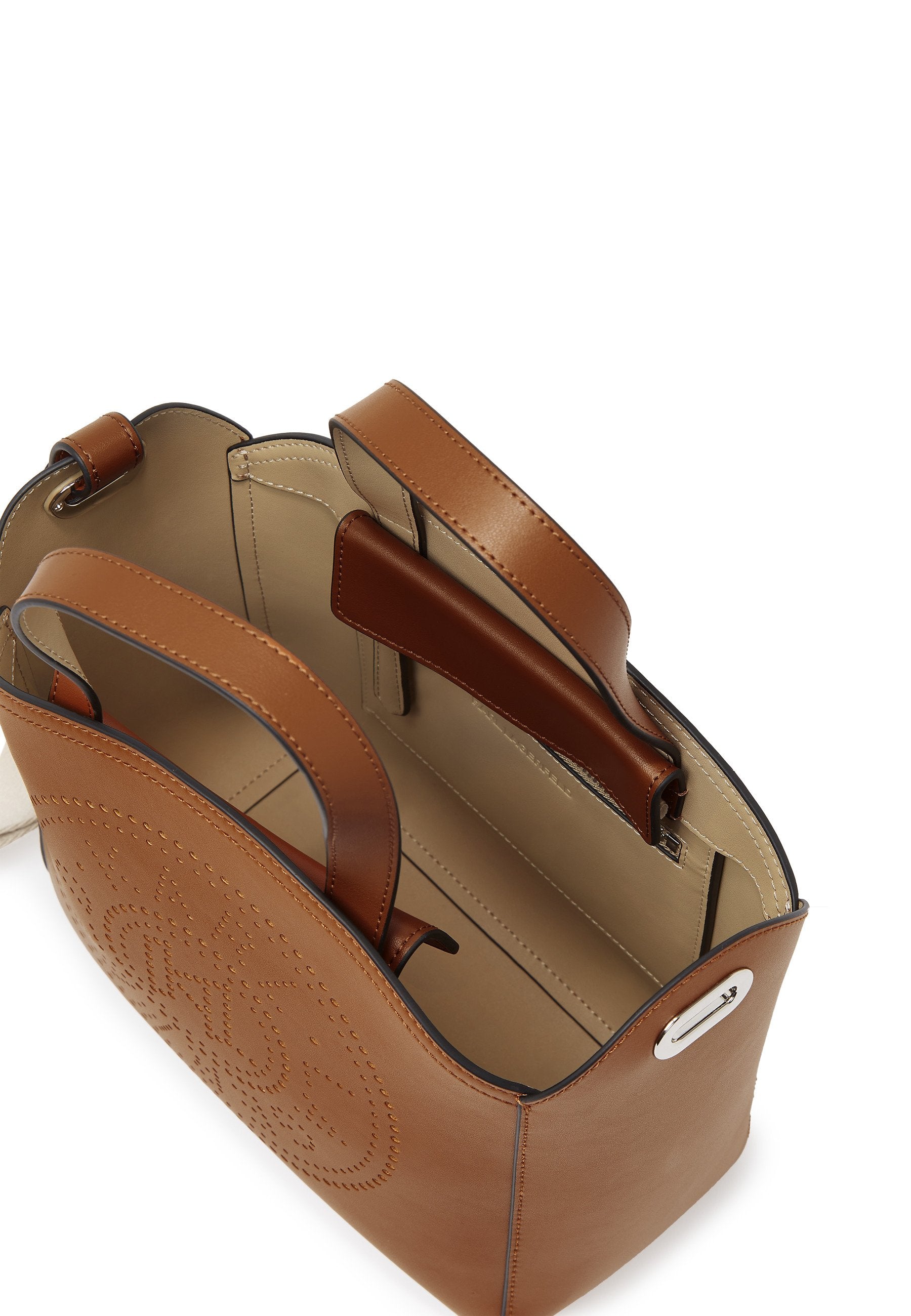 CIRCLE TOTE PERFORATED - Handbag - dark tan