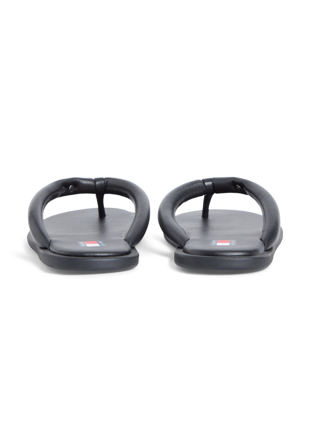 LEATHER PADDED STRAP FLIP-FLOPS - T-bar sandals - black