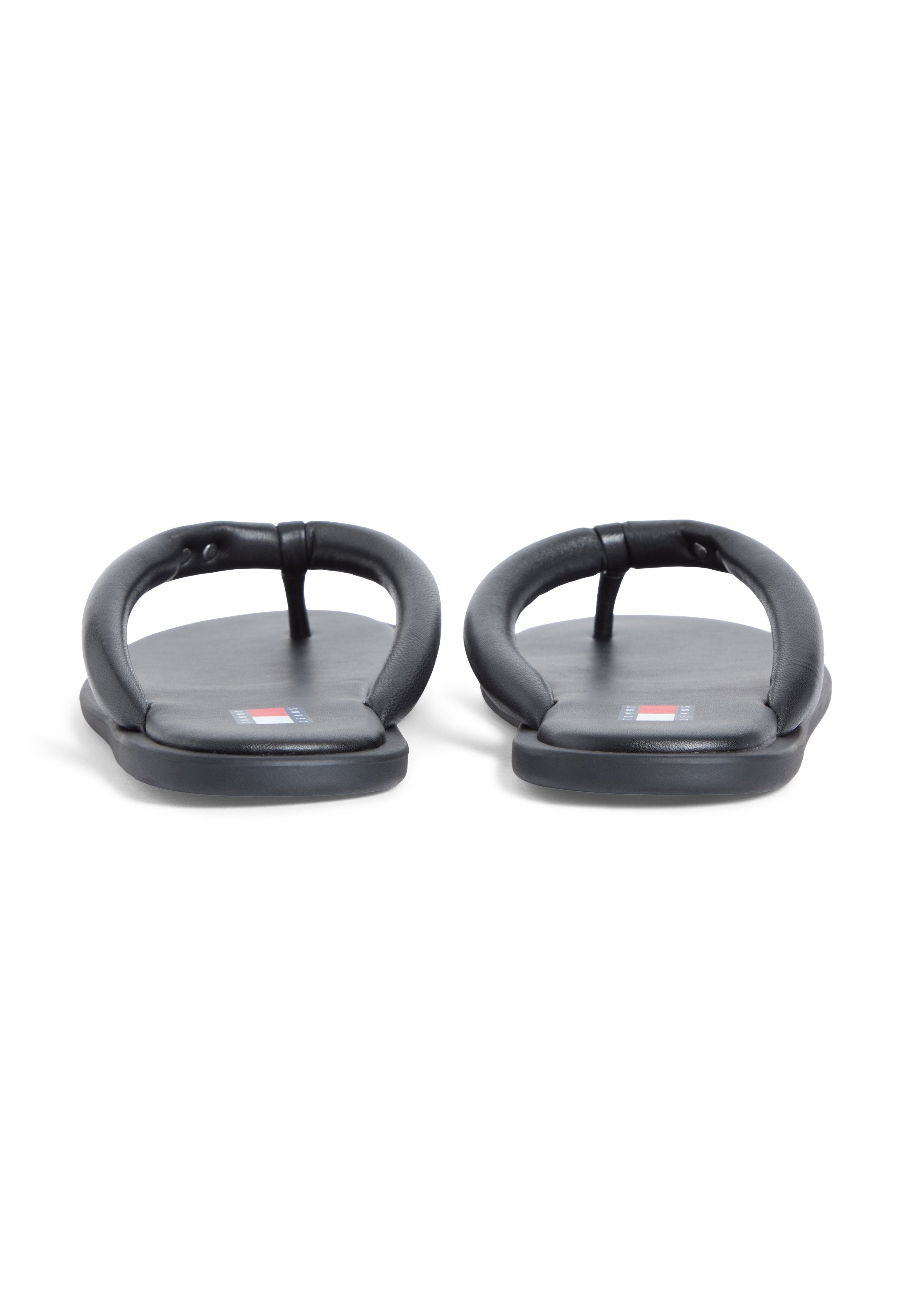 LEATHER PADDED STRAP FLIP-FLOPS - T-bar sandals - black