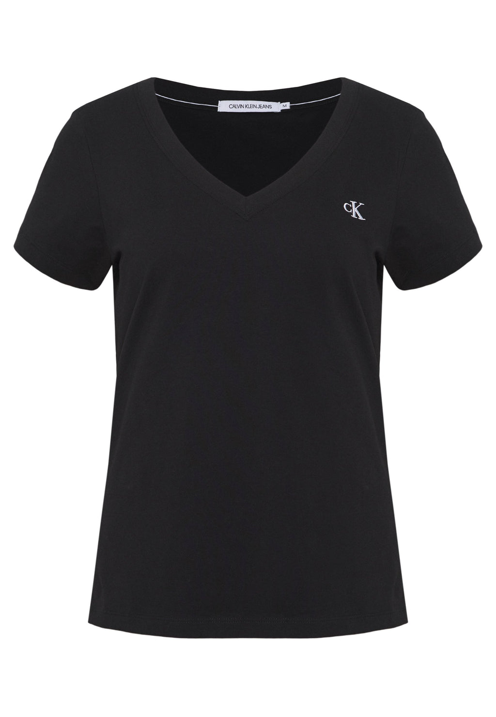 EMBROIDERY V NECK - Basic T-shirt - black