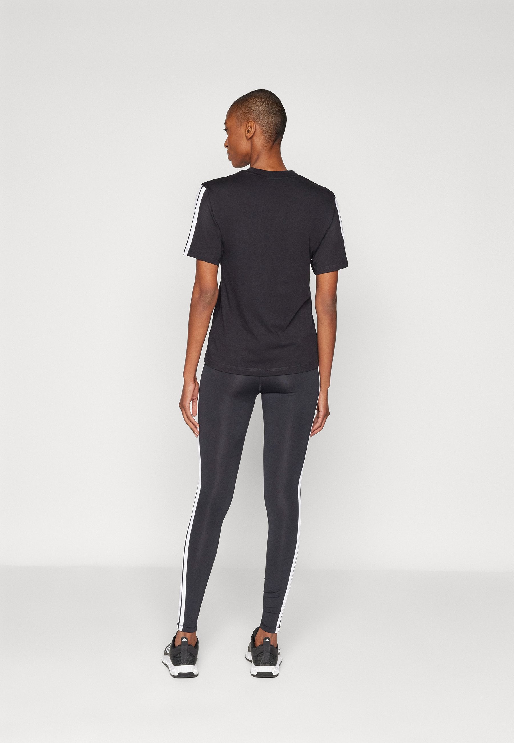 OPTIME ESSENTIALS WORKOUT 3 STRIPES 7/8 - Leggings - black/white