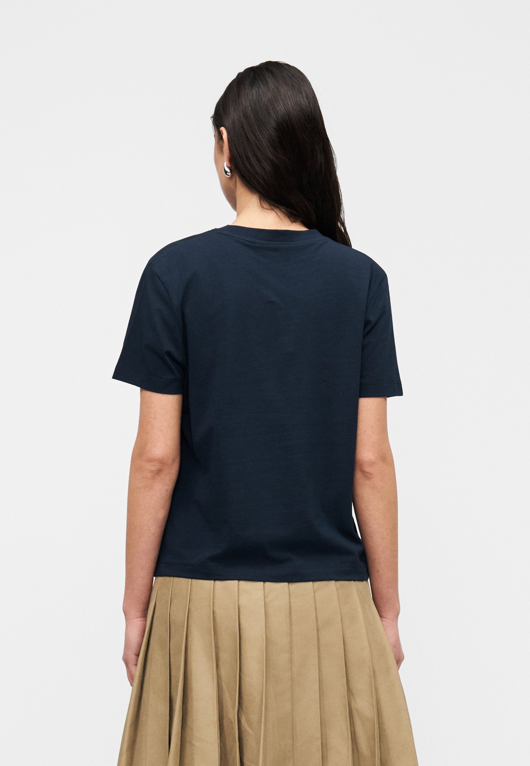T-SHIRT RAS-DU-COU EN JERSEY BRODÉ DU LOGO - T-shirt basique - bleu marine nuit