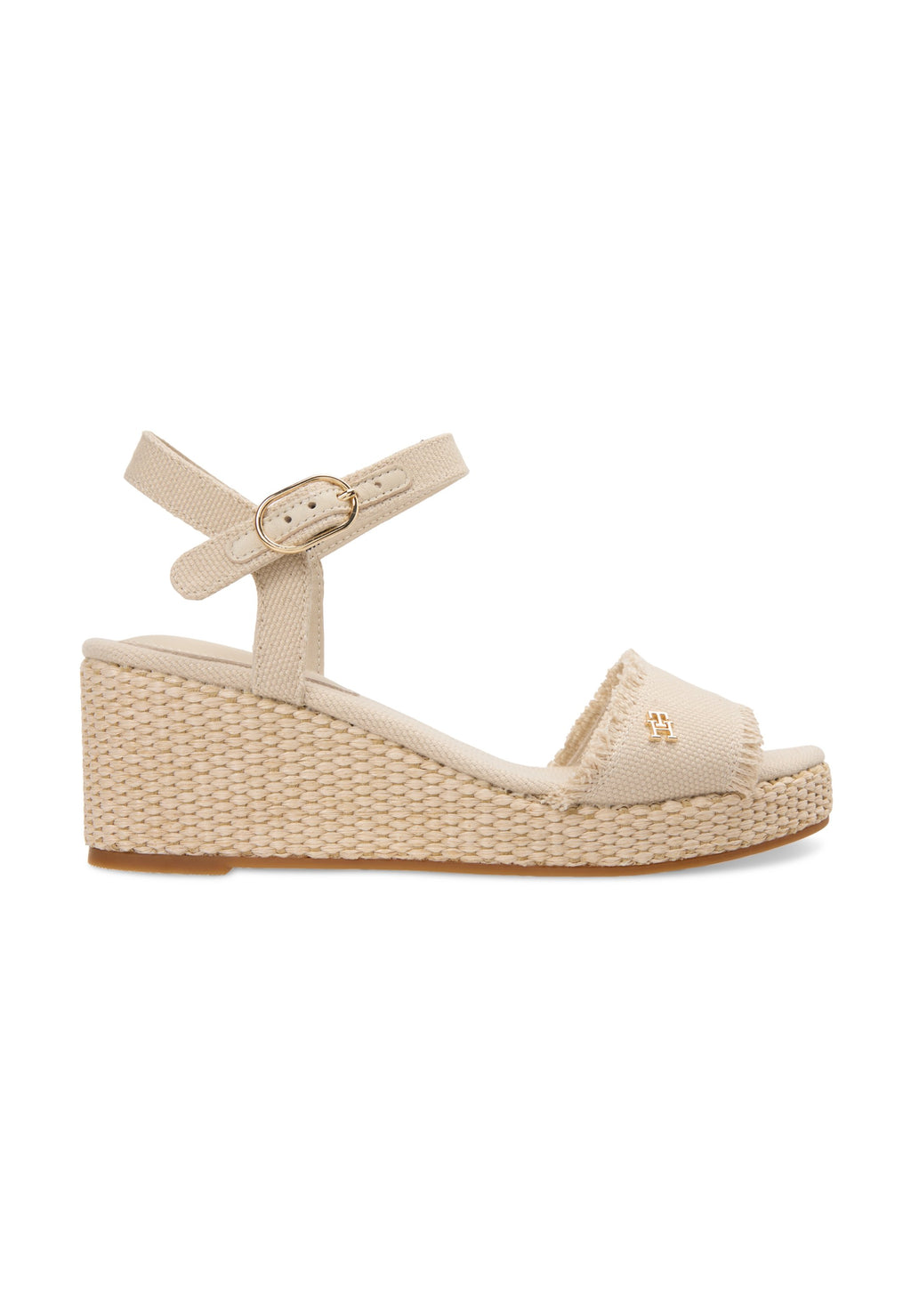 TH MONOGRAM WOVEN WEDGE ESPADRILLES - Platform sandals - classic beige