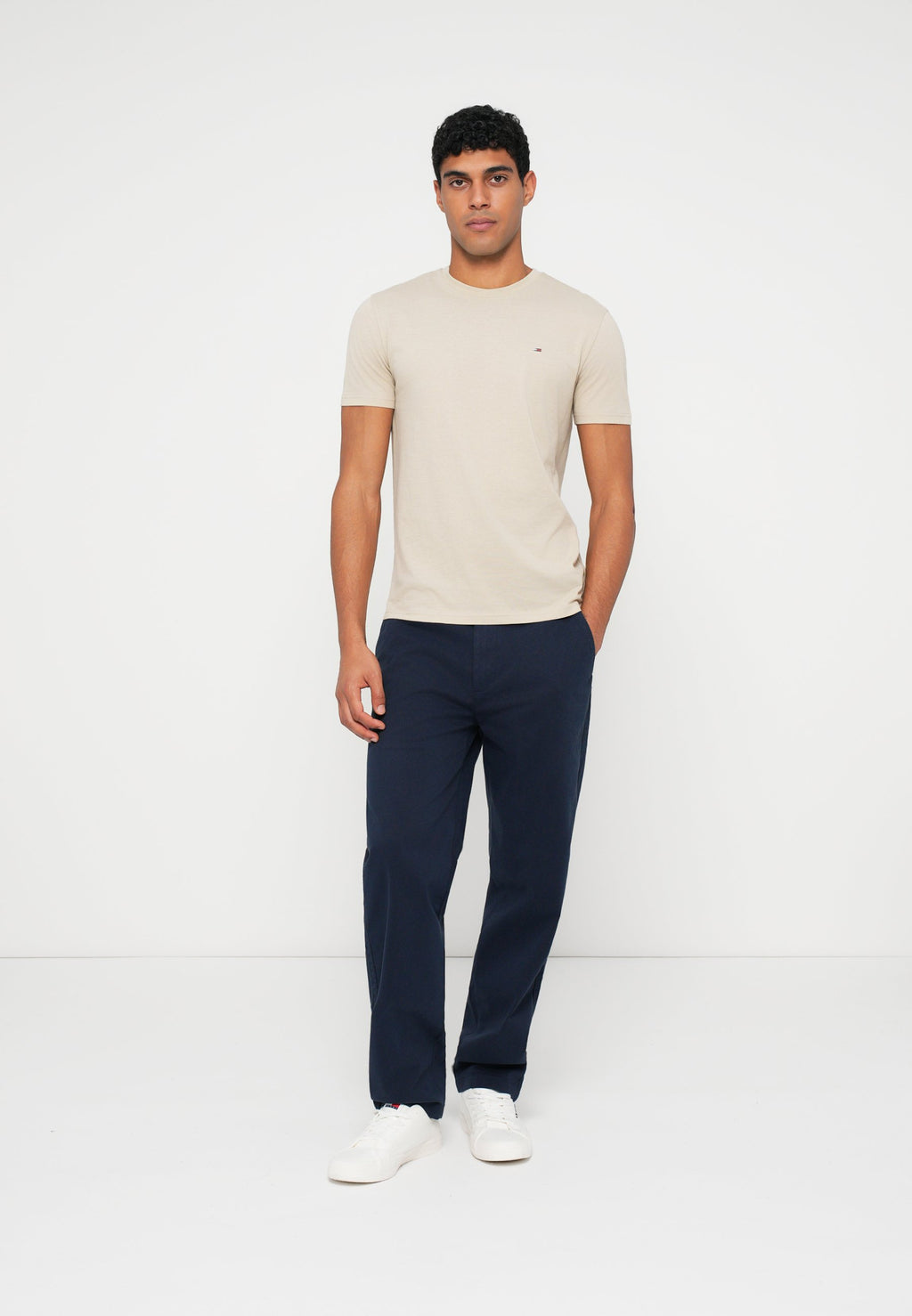 SLIM TEE  - Basic T-shirt - black/gulf sand/ecru