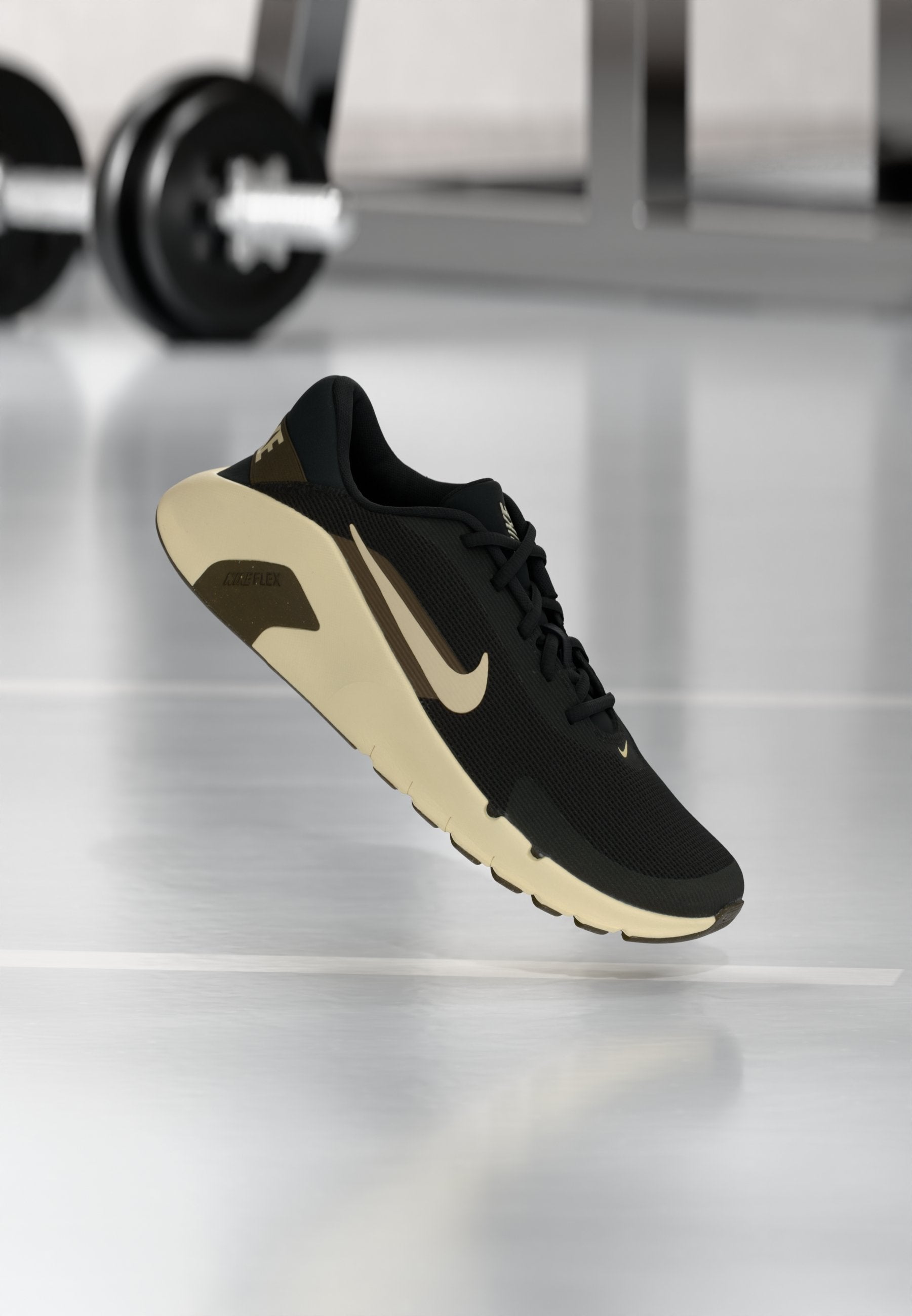 FLEX TRAIN - Training shoe - black/light khaki/dark hazel