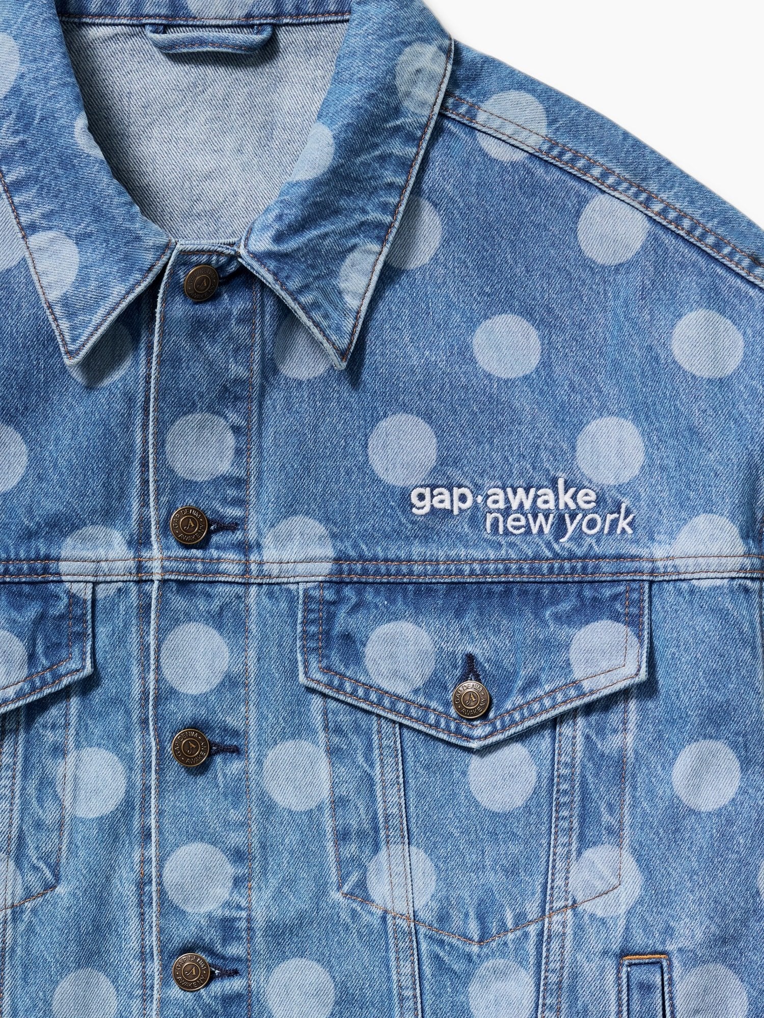 GAP AWAKE NY OVERSIZED DOTTED ICON DENIM JACKET - Denim jacket - two tone