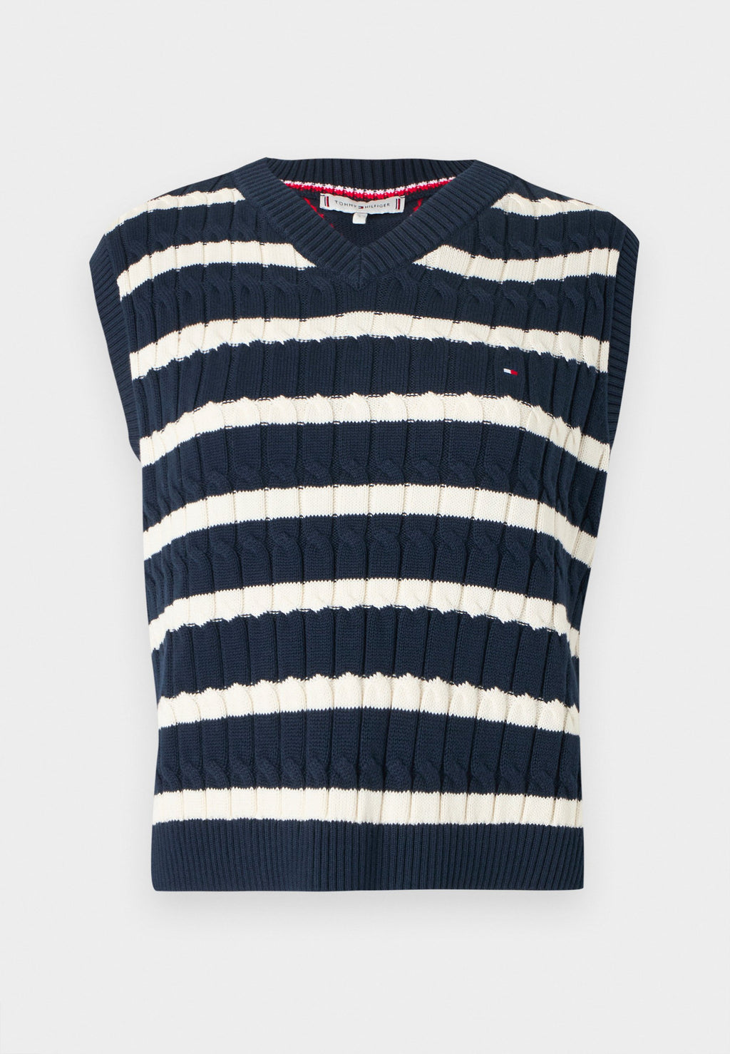 CABLE KNIT V-NECK SWEATER VEST - Top - dark night navy/ivory petal