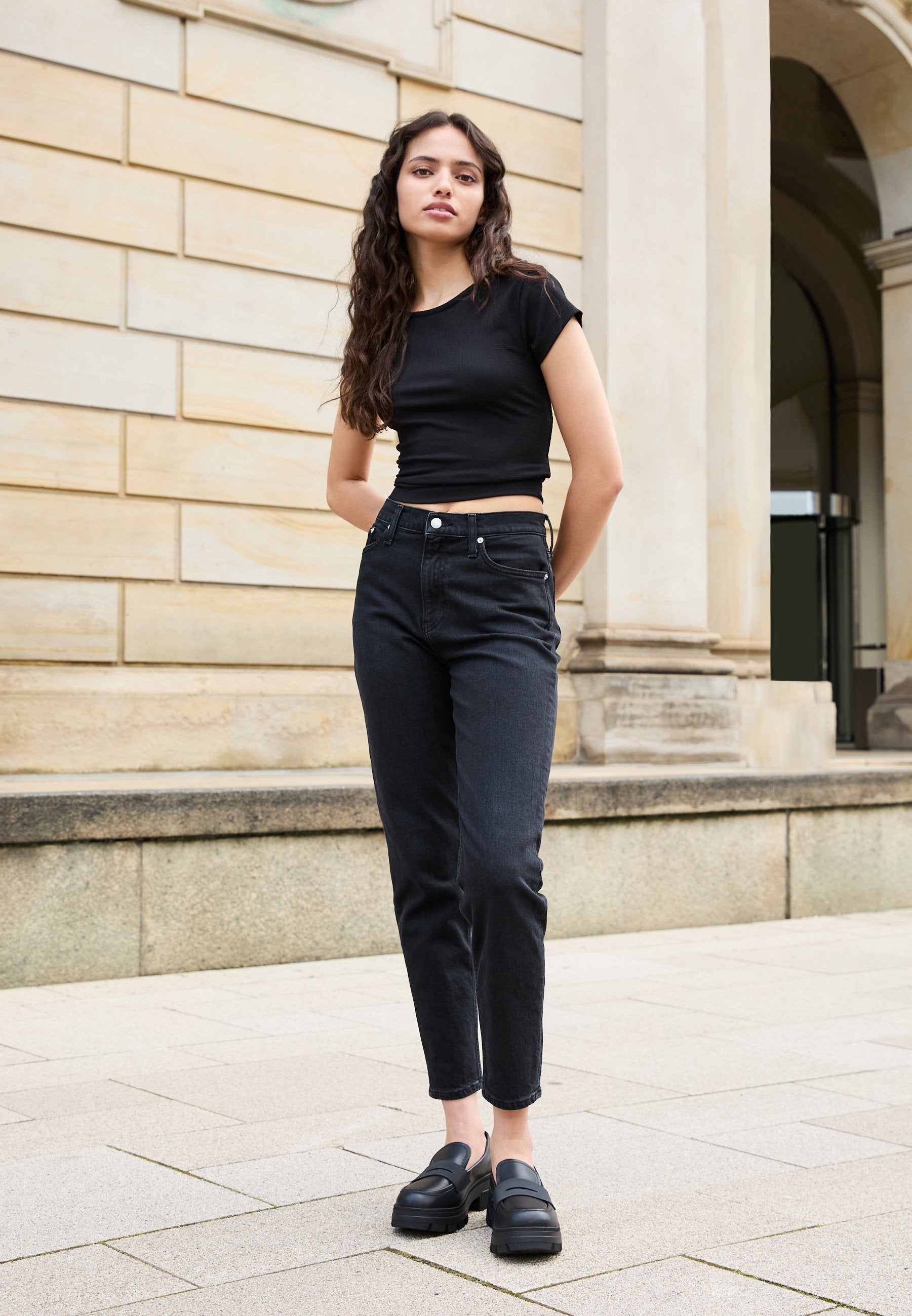 MOM - Jean Mom - denim noir