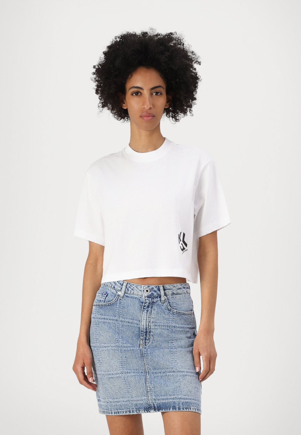 CROPPED MONOGRAM TEE - Basic T-shirt - white