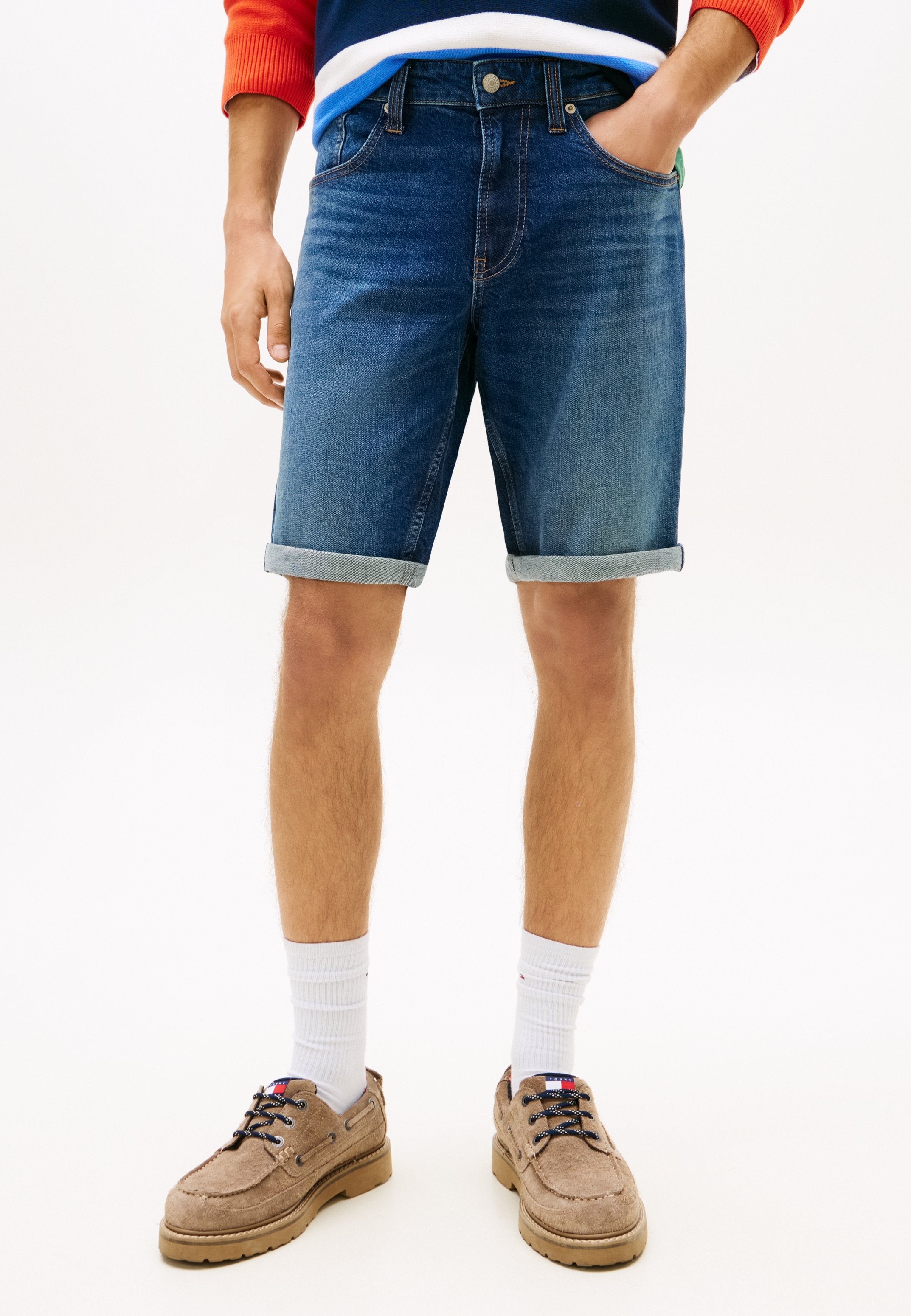 RONNIE FADED SLIM DENIM ŞORT - Kot şort - koyu kot
