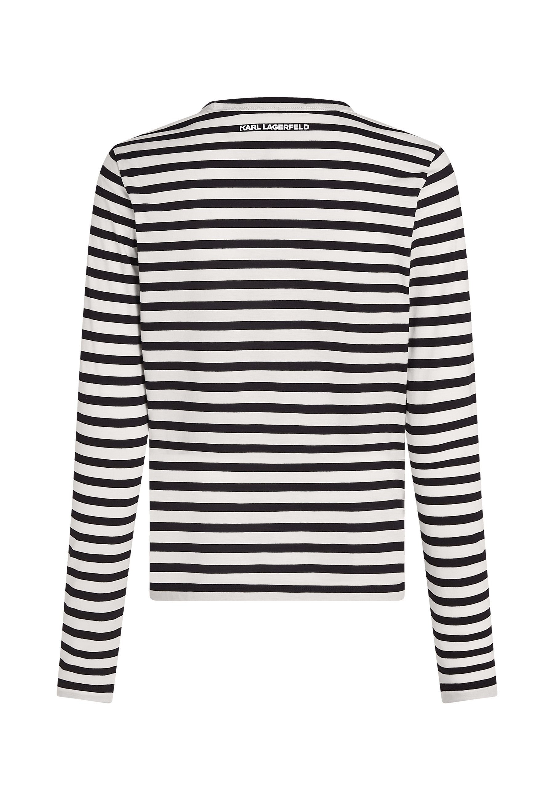 IKON AQUARELLE STRIPE - Long sleeved top - black-cannoli cream stripe