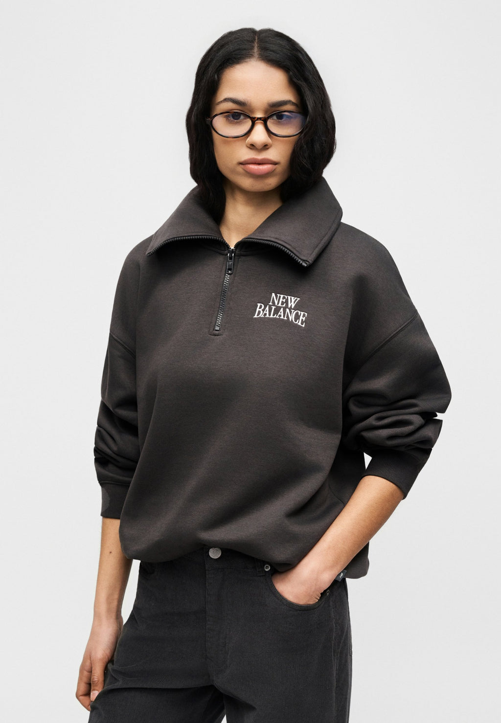 PULL MI-ZIPPÉ LINEAR HERITAGE - Sweat-shirt - noir délavé