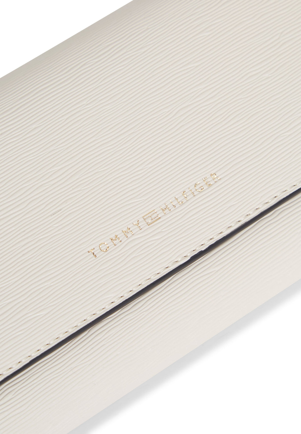 PORTEFEUILLE À RABAT TEXTURÉ LOGO MÉTALLIQUE - Portefeuille - crème doux