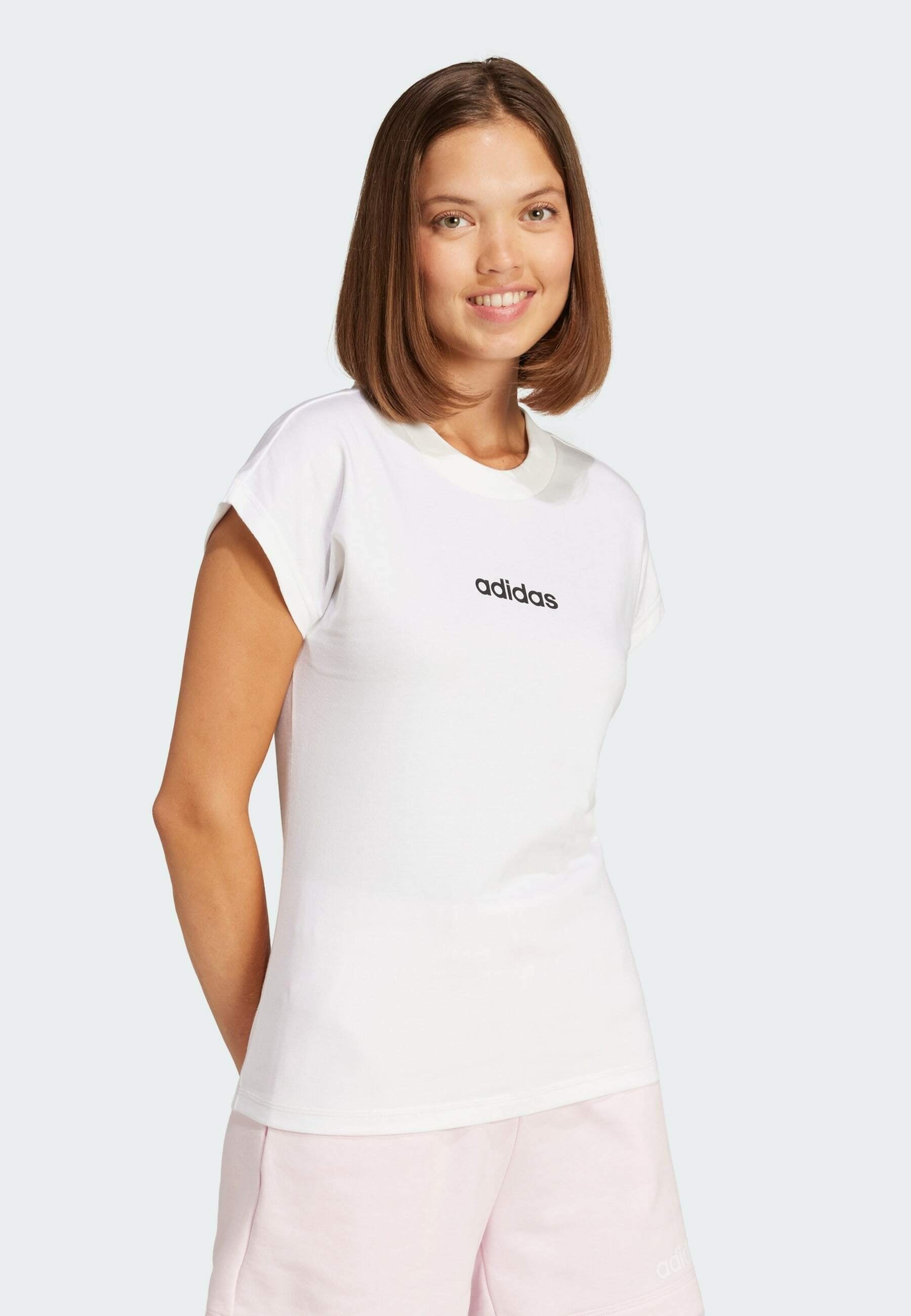 ESSENTIALS LINEAR COTTON - Basic T-shirt - white   black