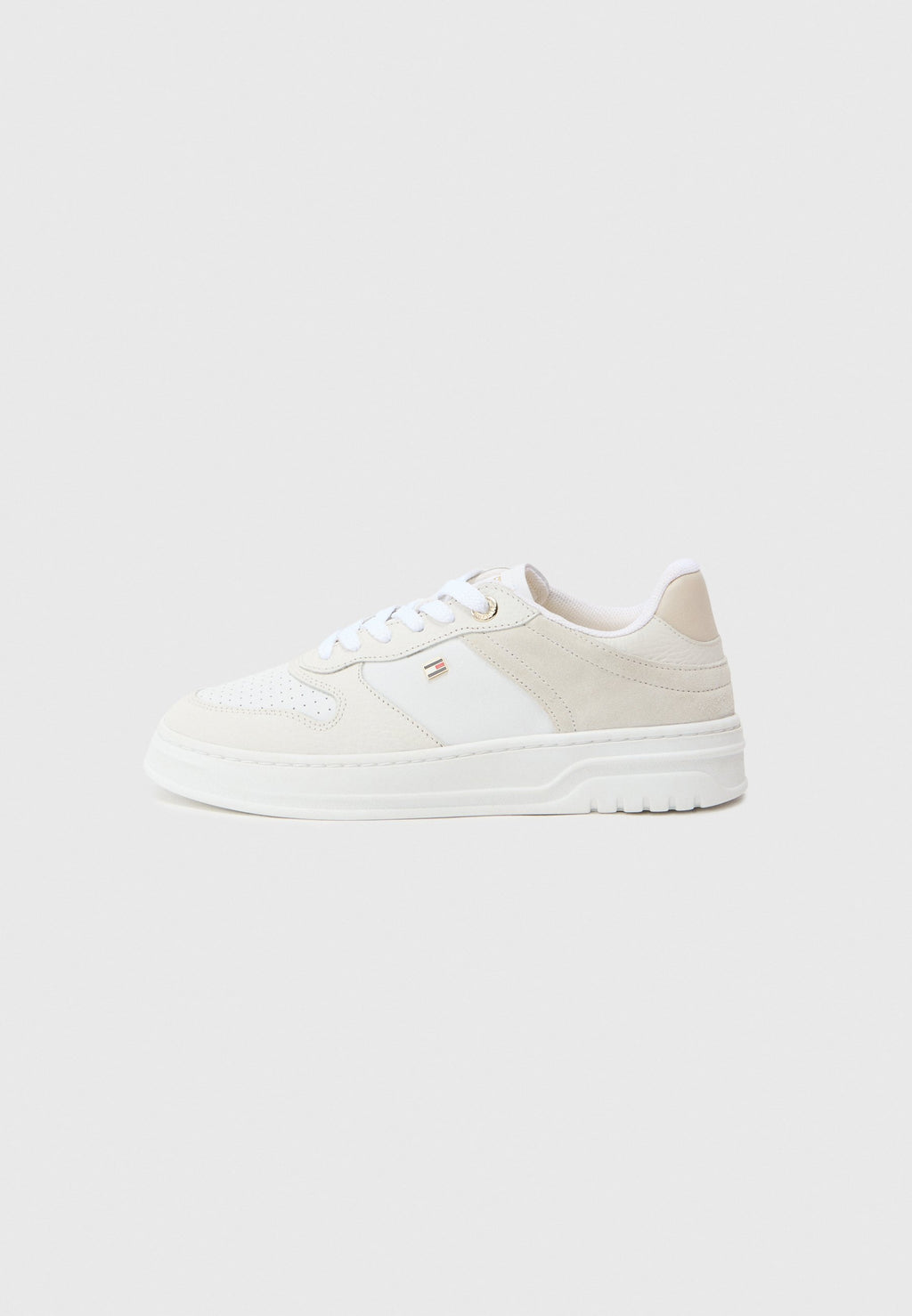 LEATHER MIXED TEXTURE CUPSOLE TRAINERS - Trainers - white/light grey