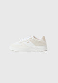 LEATHER MIXED TEXTURE CUPSOLE TRAINERS - Trainers - white/light grey