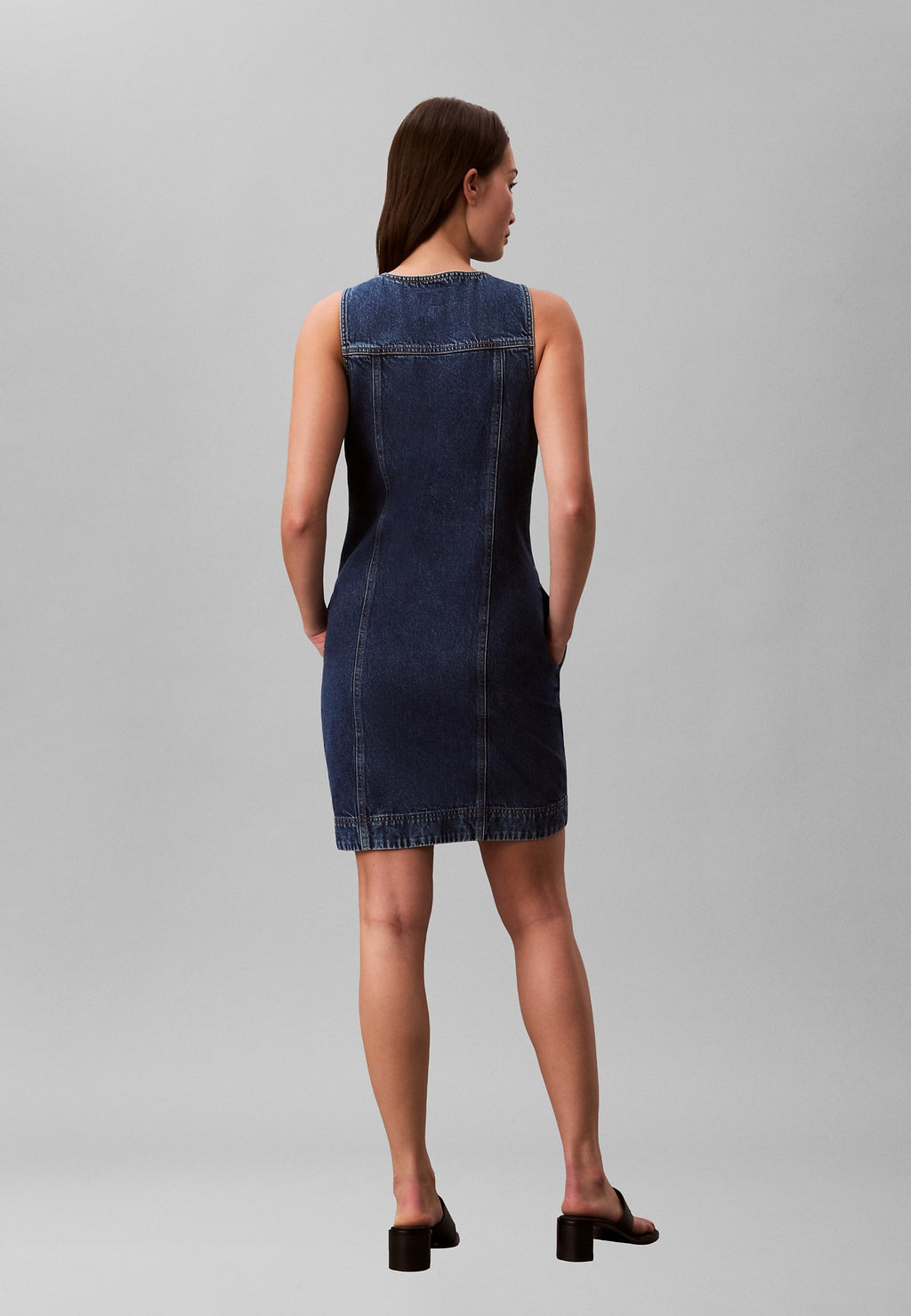 WHS SLVLS MINI TRUCKER MAD - Denim dress - madden blue