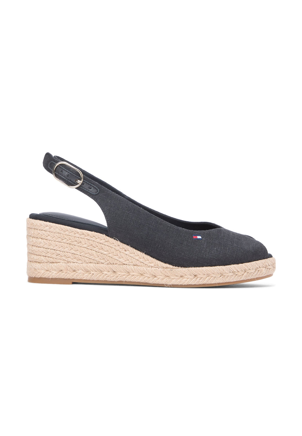 HEMP SLINGBACK WEDGE ESPADRILLES - Peep toes - black