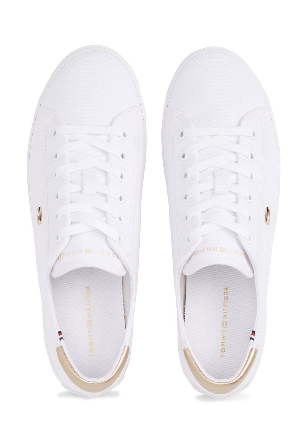 METALLIC HEEL CANVAS TRAINERS - Trainers - white