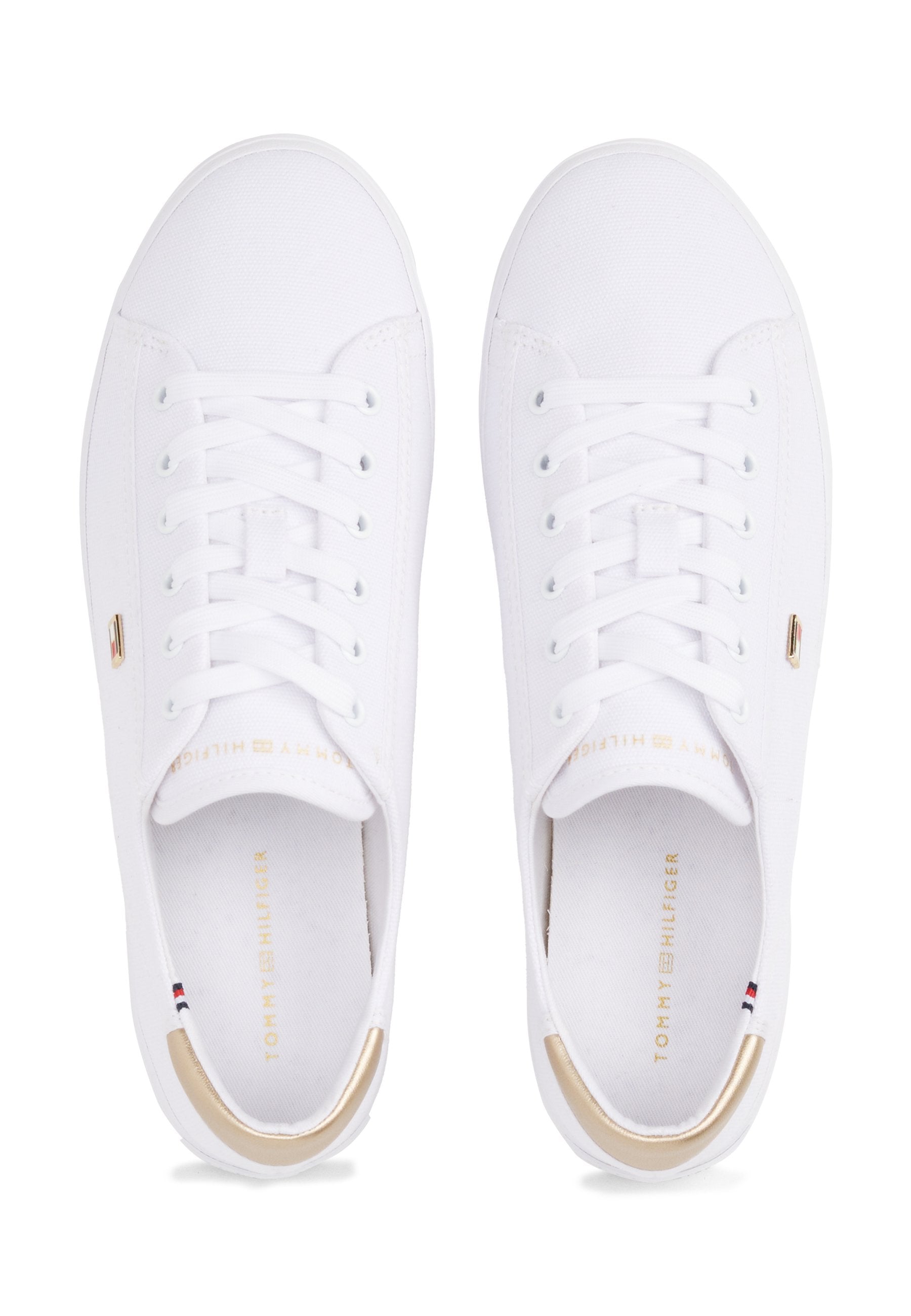 METALLIC HEEL CANVAS TRAINERS - Trainers - white