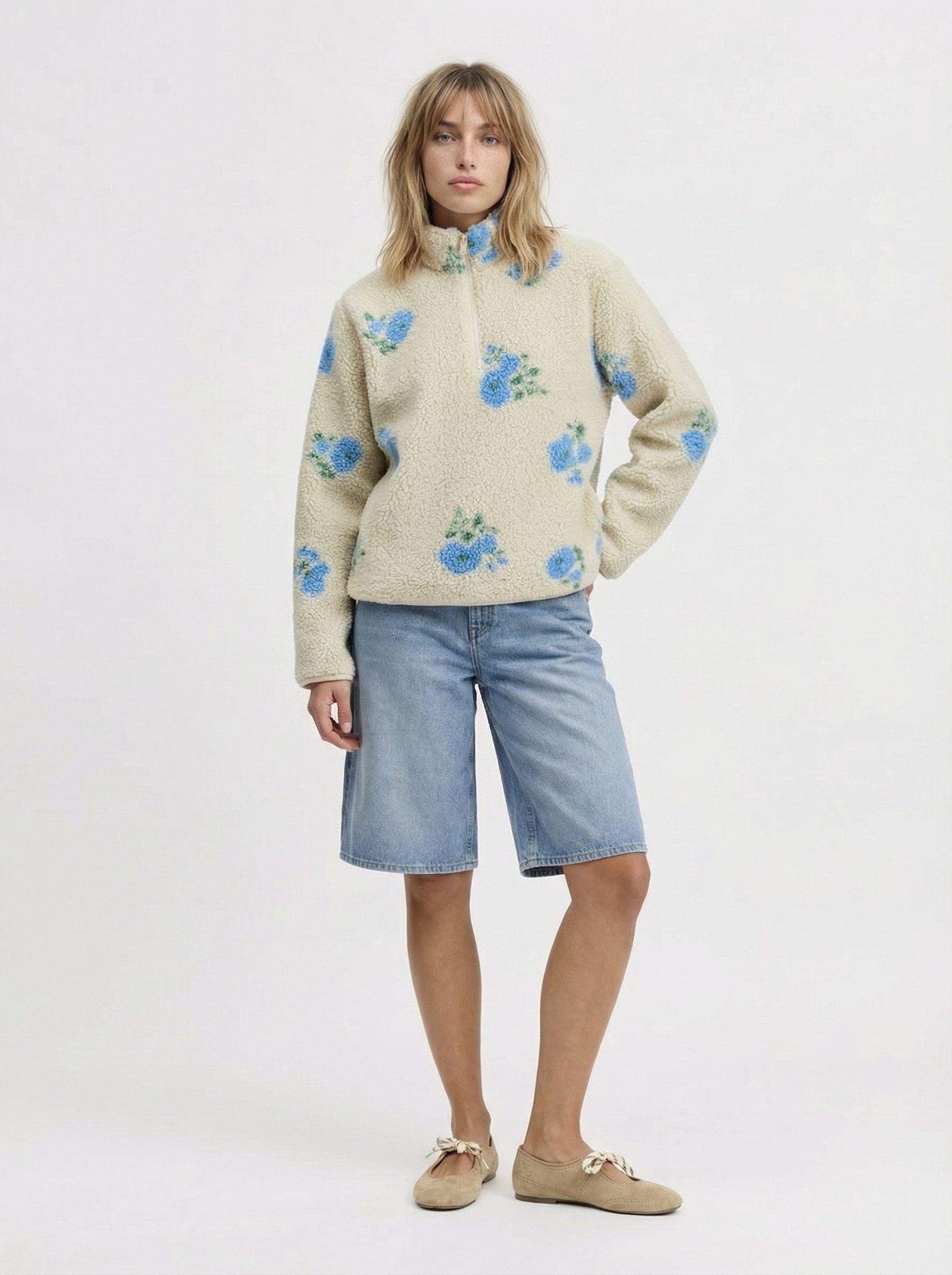 JXVERA HALF ZIP JACKET - Fleece jumper - bone white