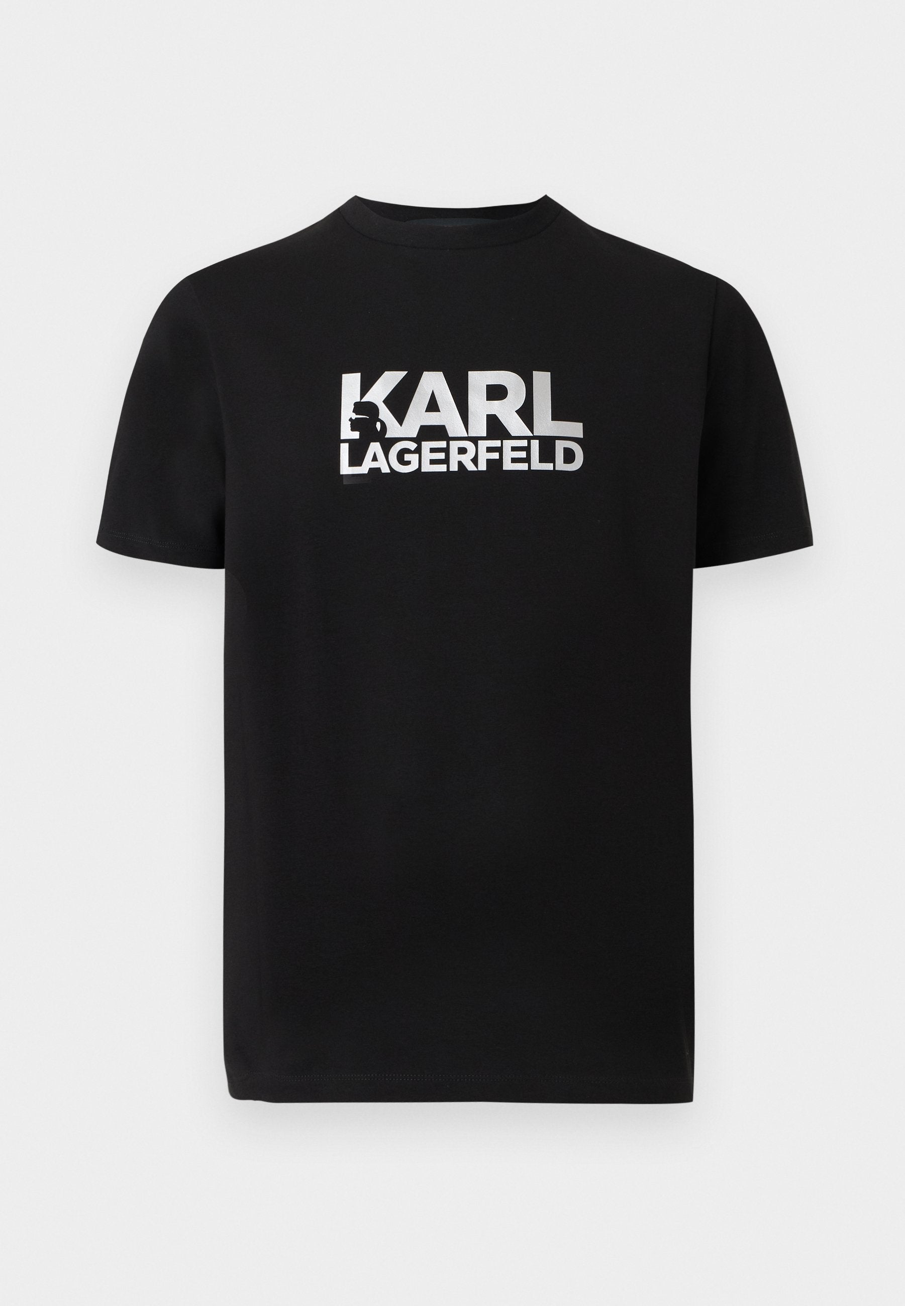CREW NECK - Print T-shirt - black/silver-coloured