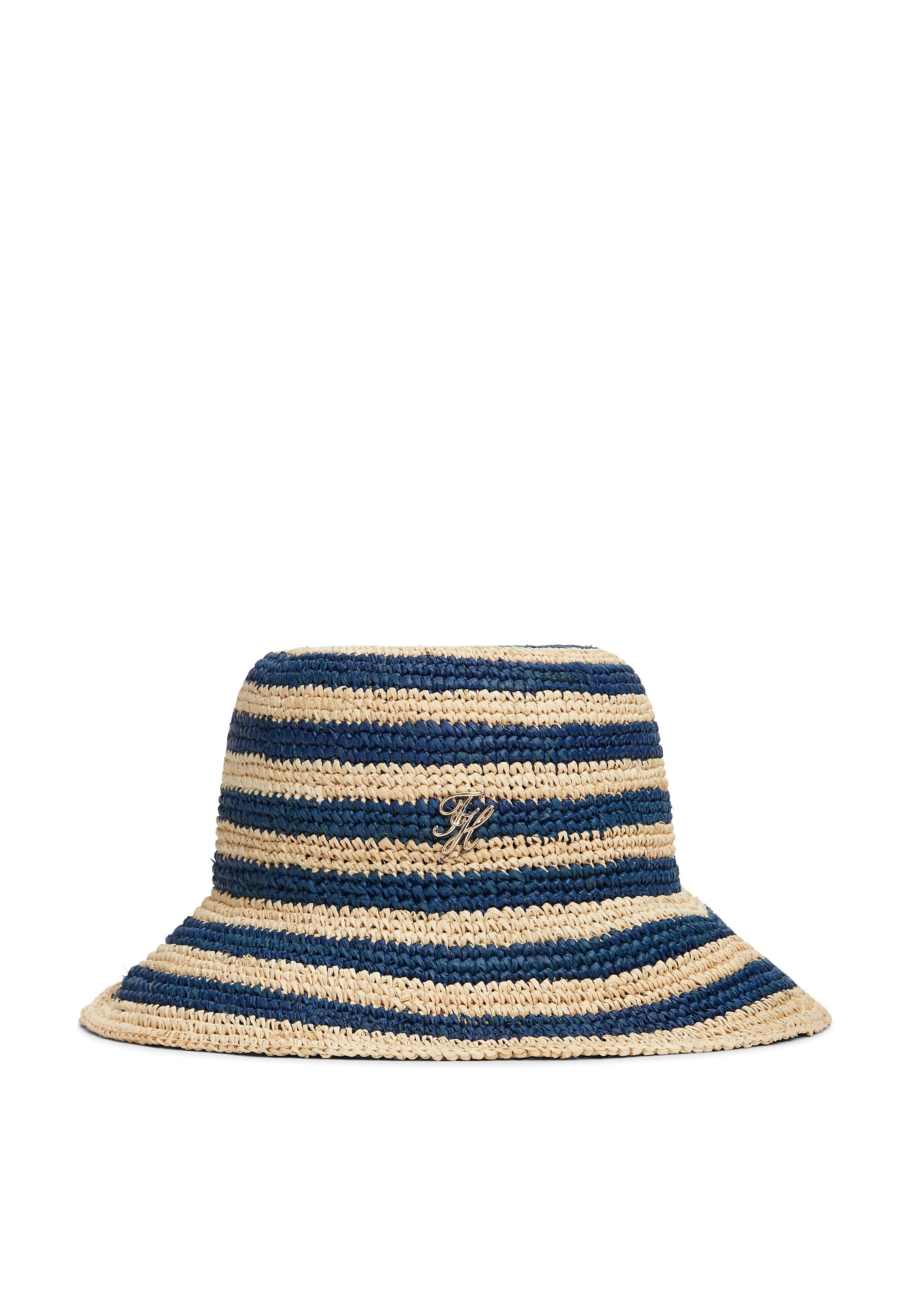 STRIPE RAFFIA BUCKET HAT - Hat - space blue