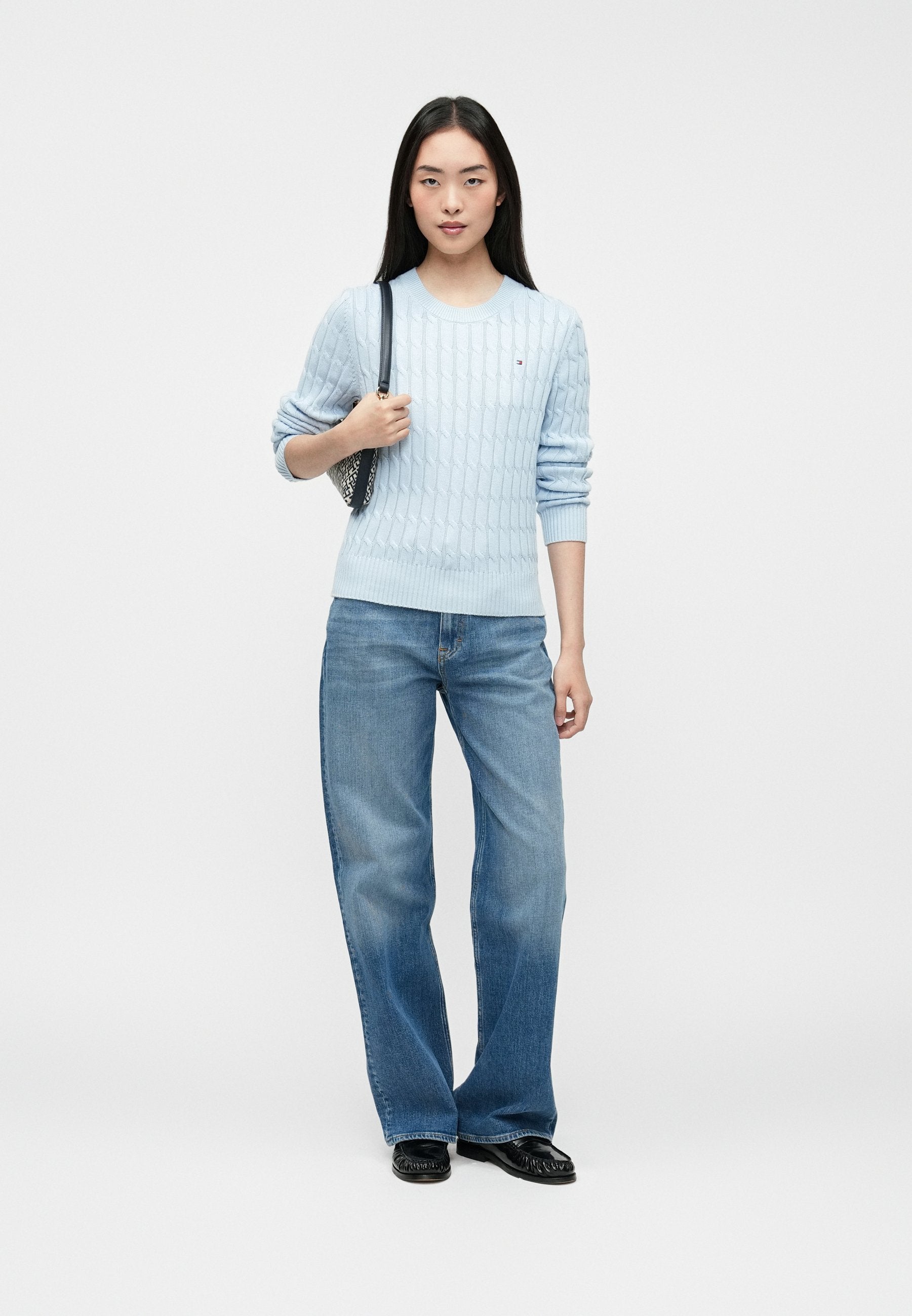 CABLE KNIT CREW NECK JUMPER - Jumper - breezy blue