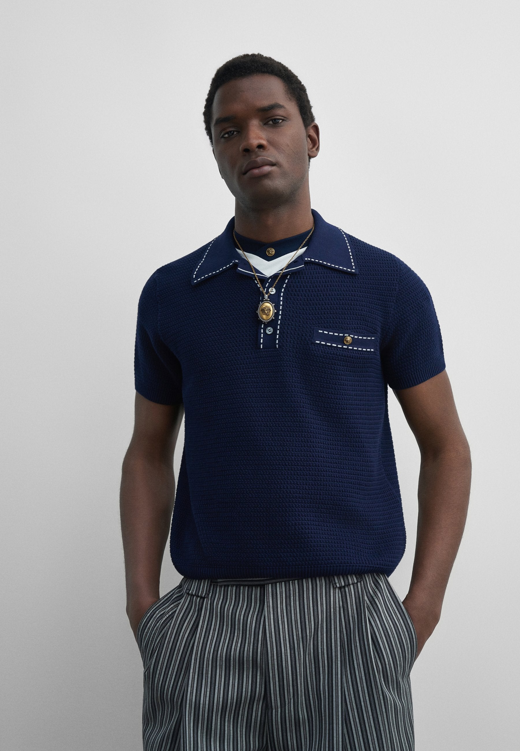 SWEATER TRATTEGGI - Polo shirt - navy