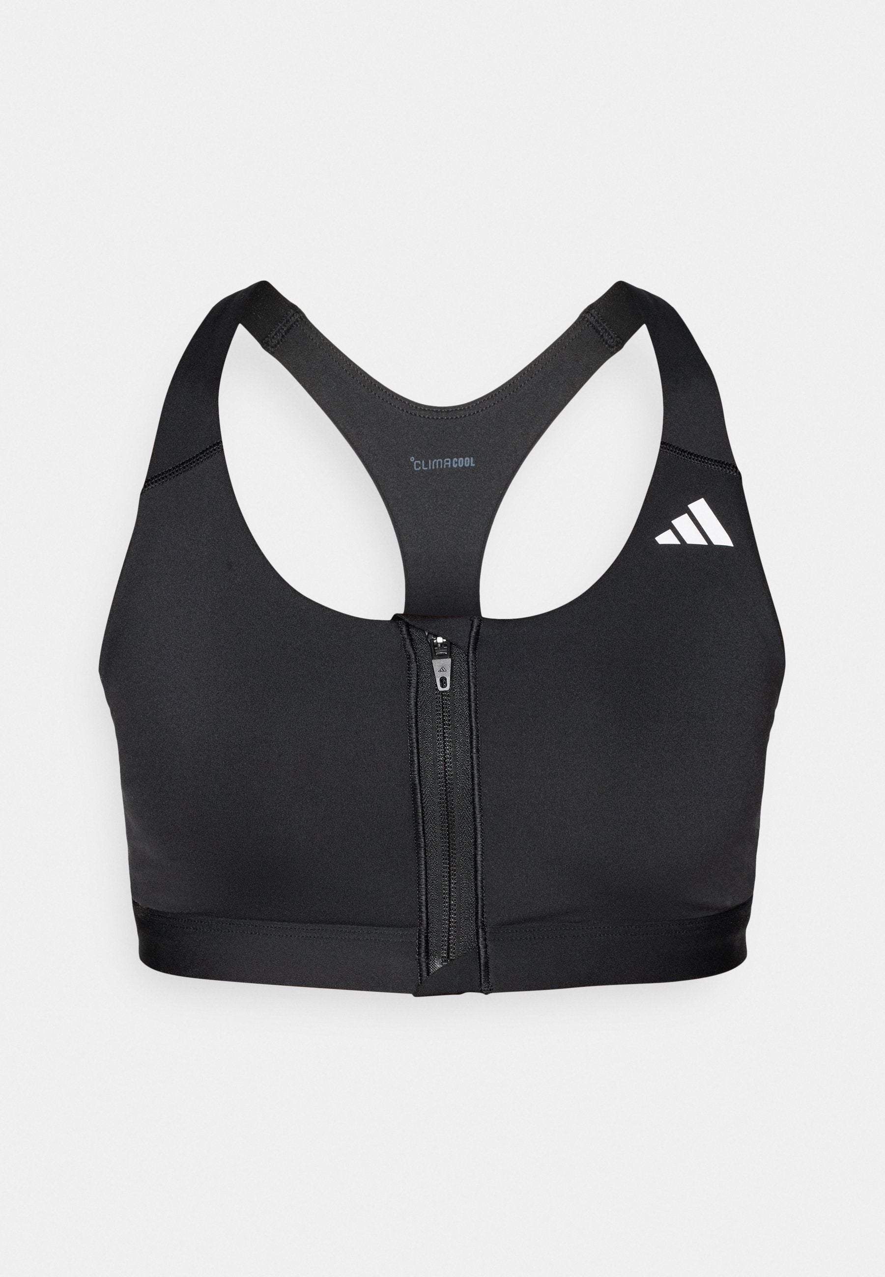 OPTIME ESSENTIALS WORKOUT ZIP-FRONT MEDIUM SUPPORT - Medium support sports bra - black