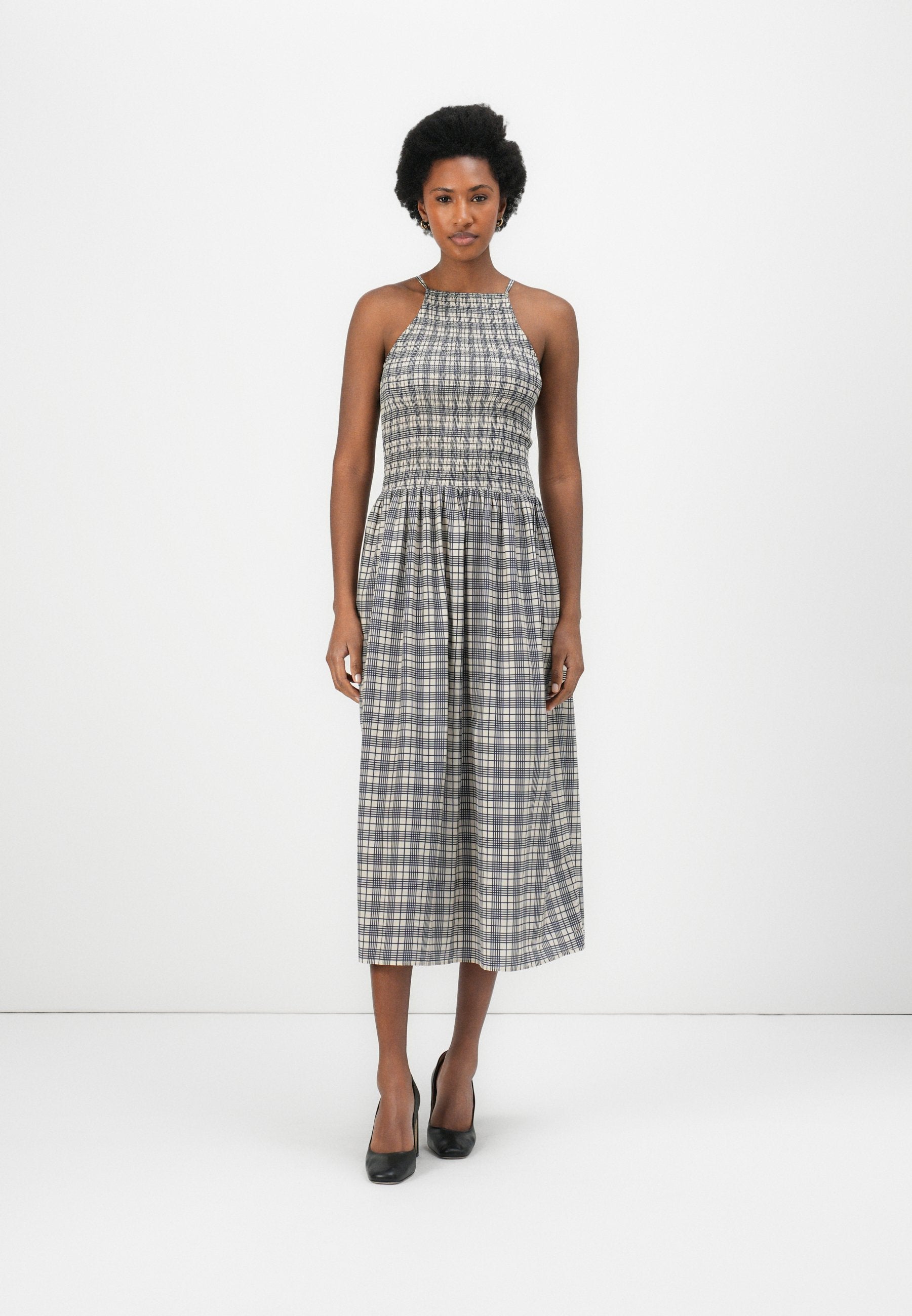 SHIRRED SLEEVELESS MIDI DRESS - Day dress - dark night navy