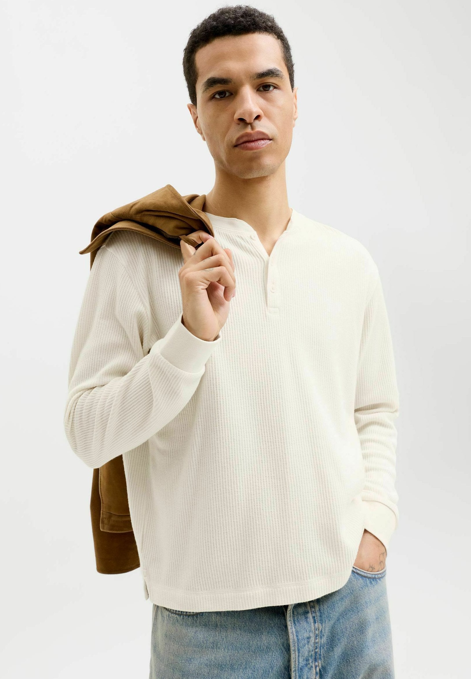 LONGSLEEVED T-SHIRT PLAIN LONGSLEEVED T-SHIRT - Long sleeved top - antique white