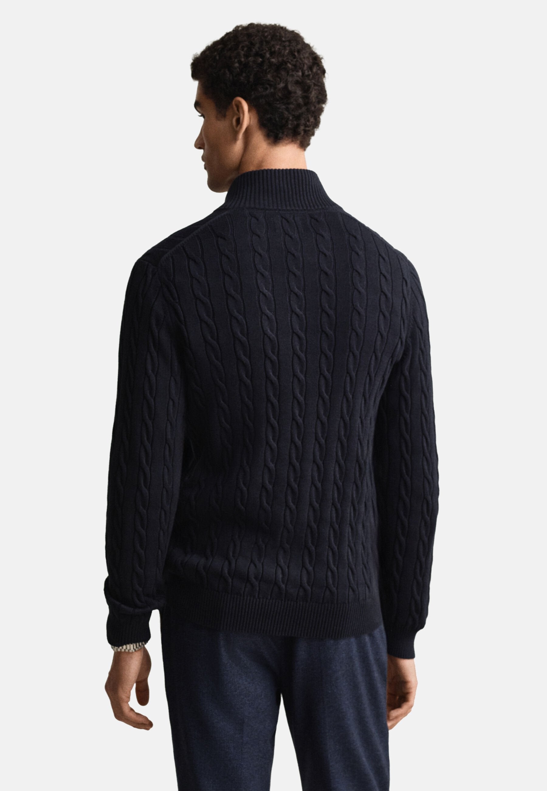 COTTON CABLE HALF ZIP - Jumper - evening blue