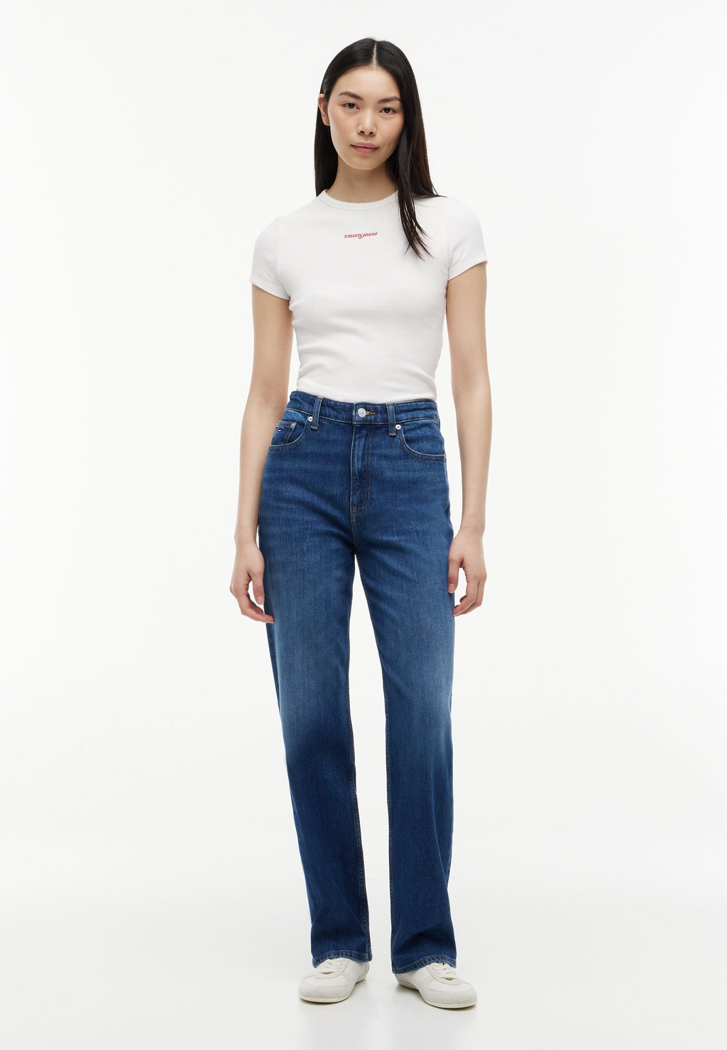 YÜKSEK BEL SLİM DÜZ PAÇA JEAN - Düz paça jean - koyu denim