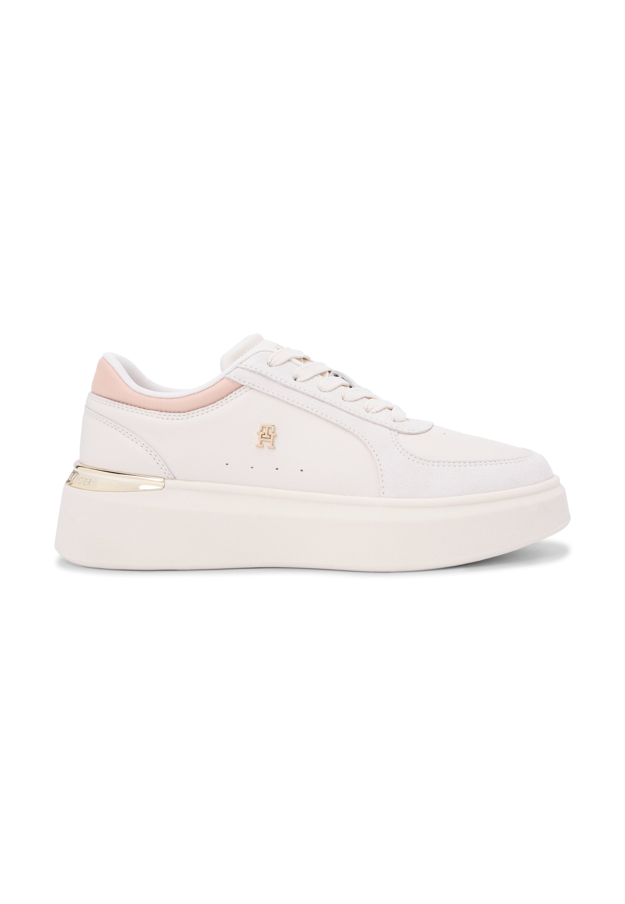 SATIN CUFF PLATFORM TRAINERS - Trainers - soft cream/misty blush