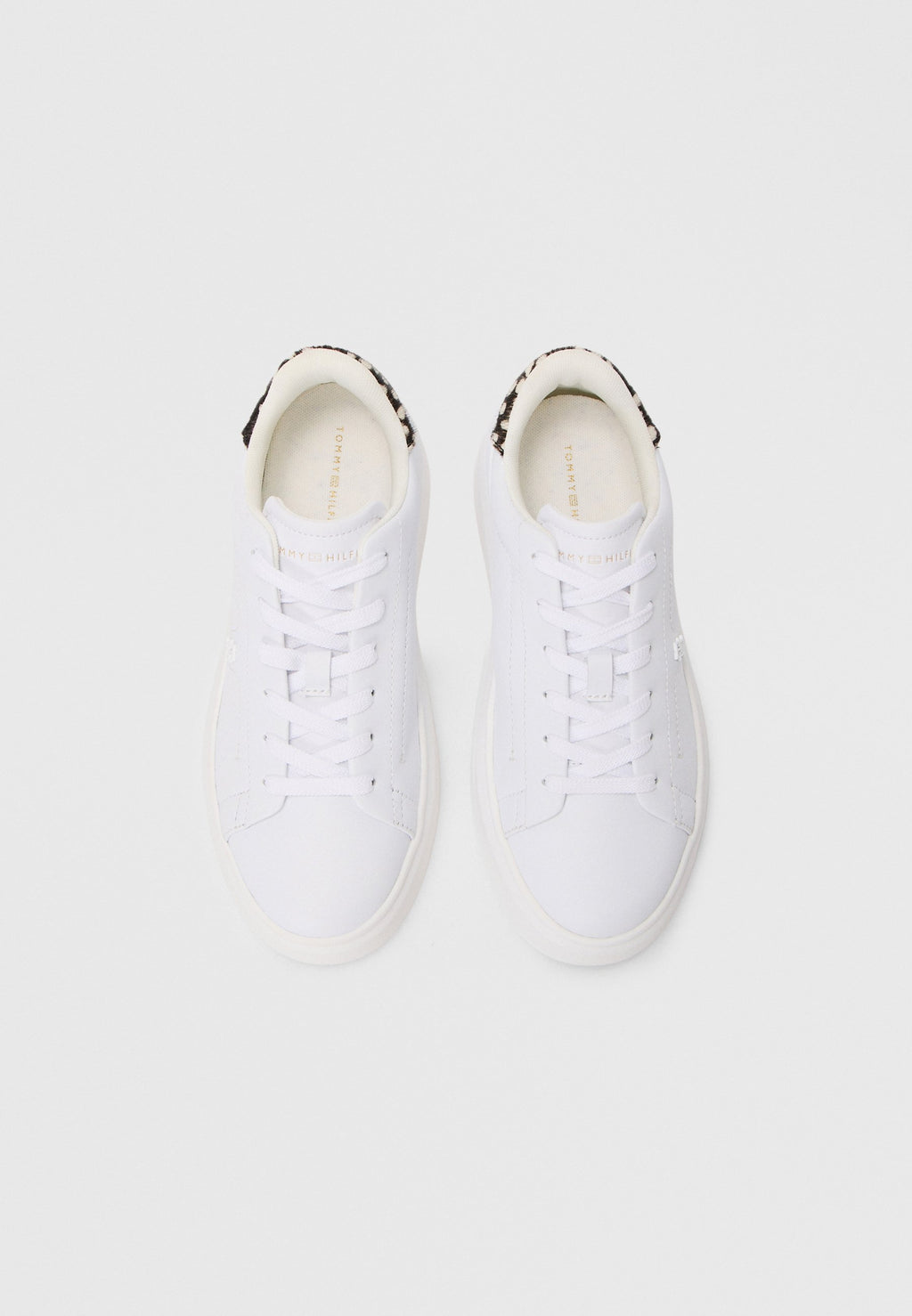SNOW LEOPARD HEEL LEATHER PLATFORM TRAINERS - Trainers - white