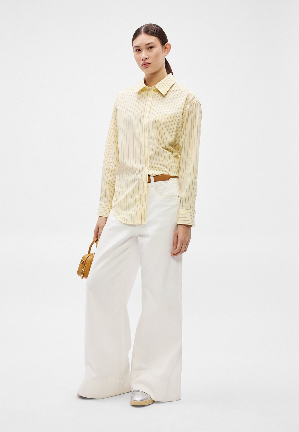 CLASSIC STRIPE SHIRT - Button-down blouse - vanilla yellow