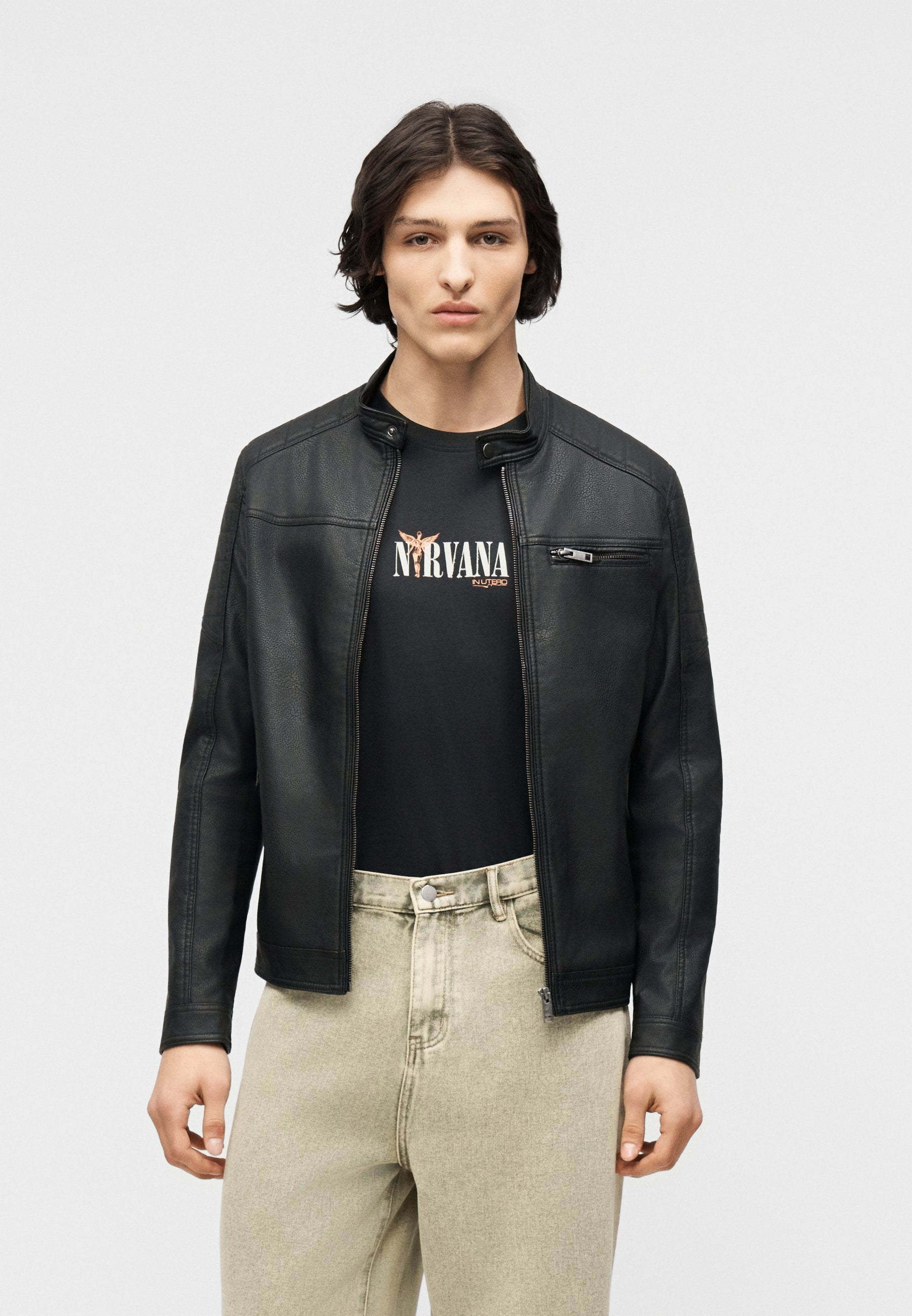 EROCKY BIKER REGULAR FIT - Faux leather jacket - black