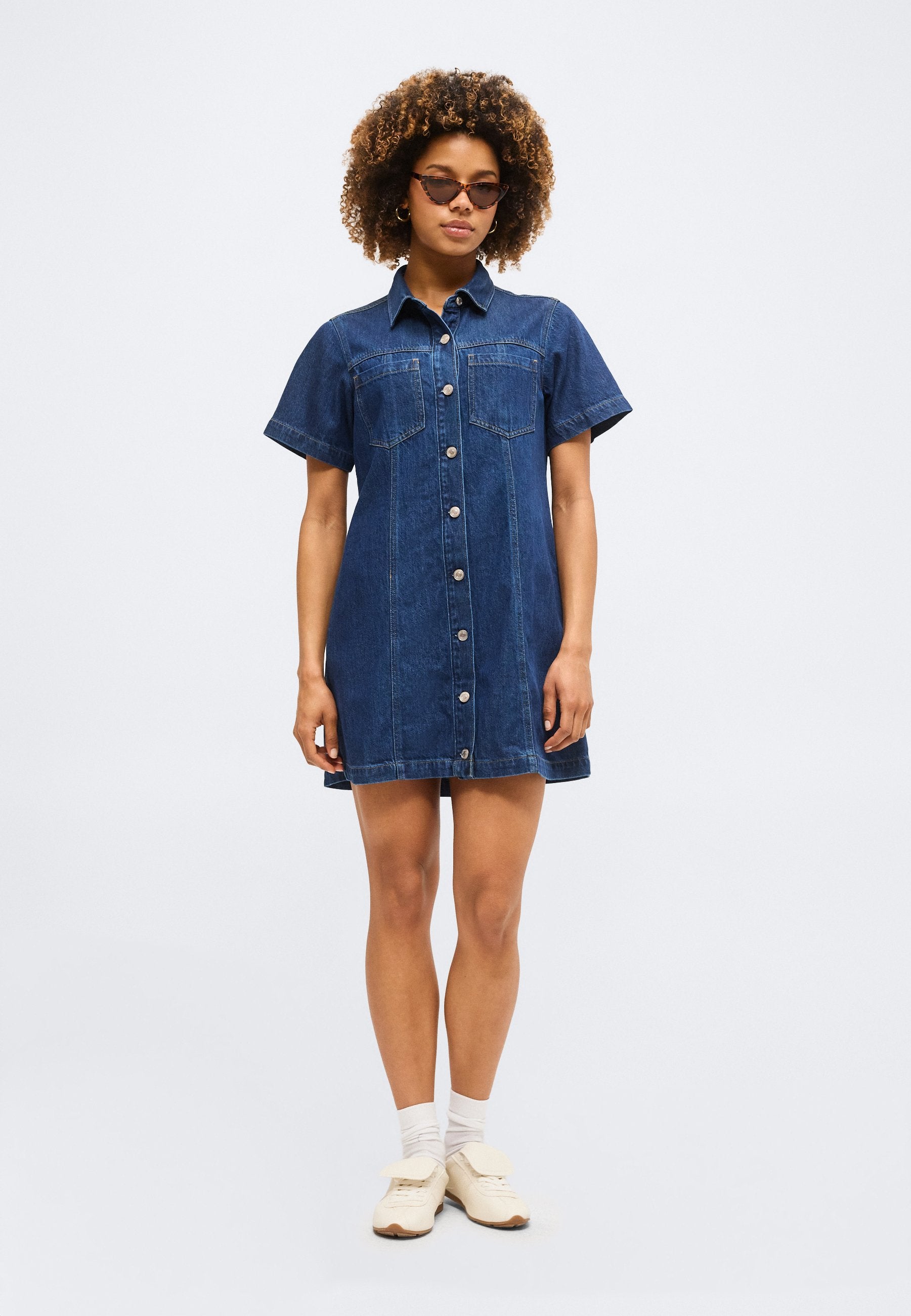 SHANK FRONT SHIRTDRESS - Denim dress - dark wash