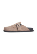 TEXTURED WASHED SUEDE LOAFER MULES - Mules - dusty brown