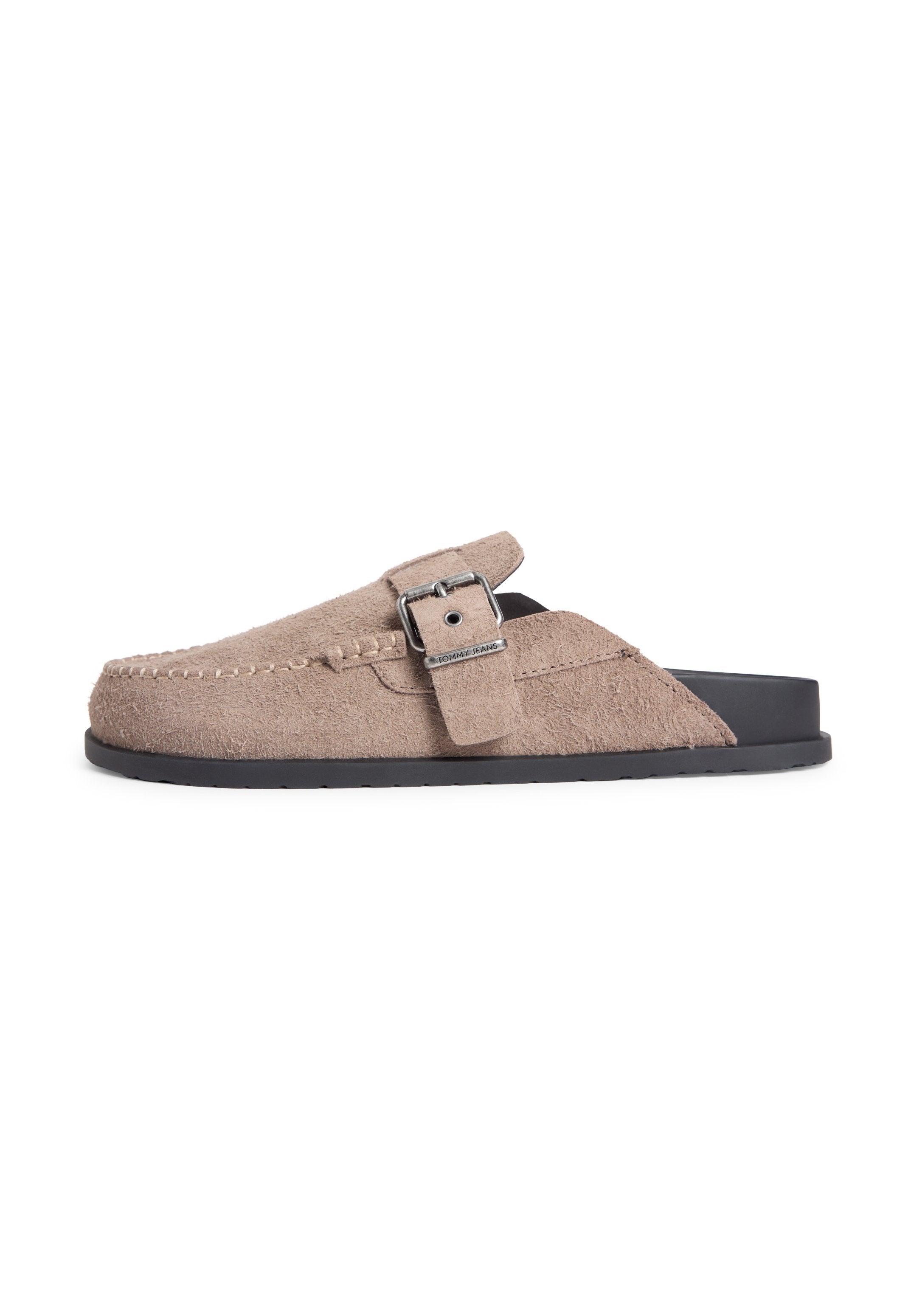 TEXTURED WASHED SUEDE LOAFER MULES - Mules - dusty brown