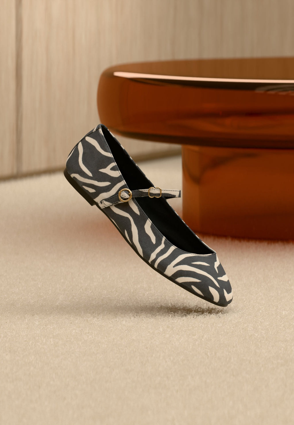 TYLIA - Ankle strap ballet pumps - multi-coloured/black/white