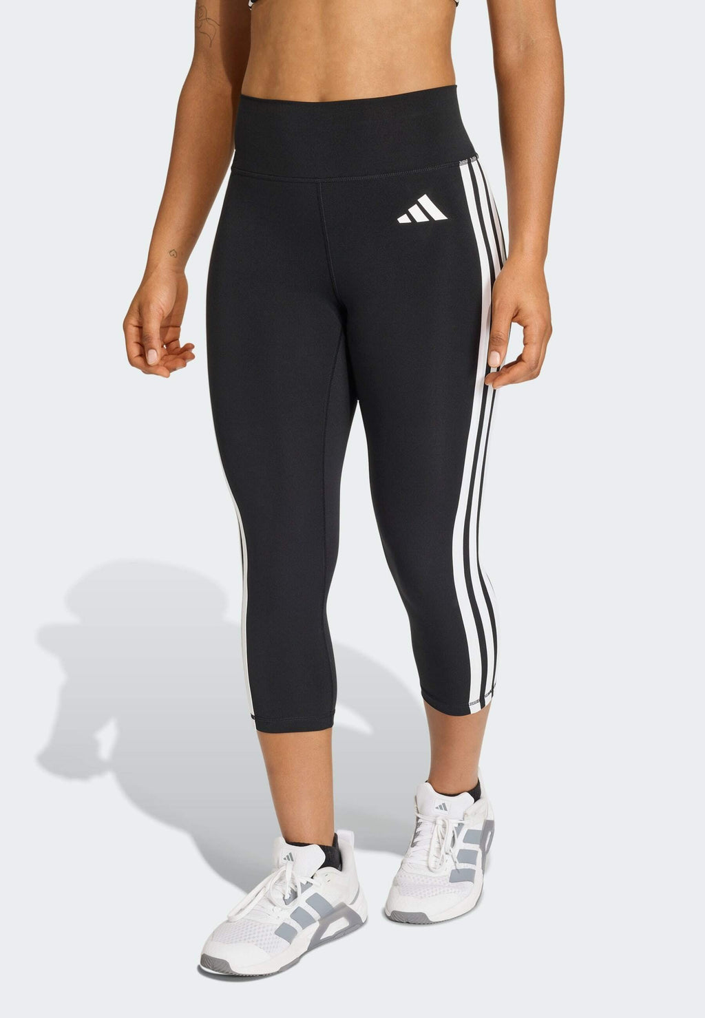 OPTIME ESSENTIALS WORKOUT 3 STRIPES 3/4 - 3/4 sports trousers - black/white