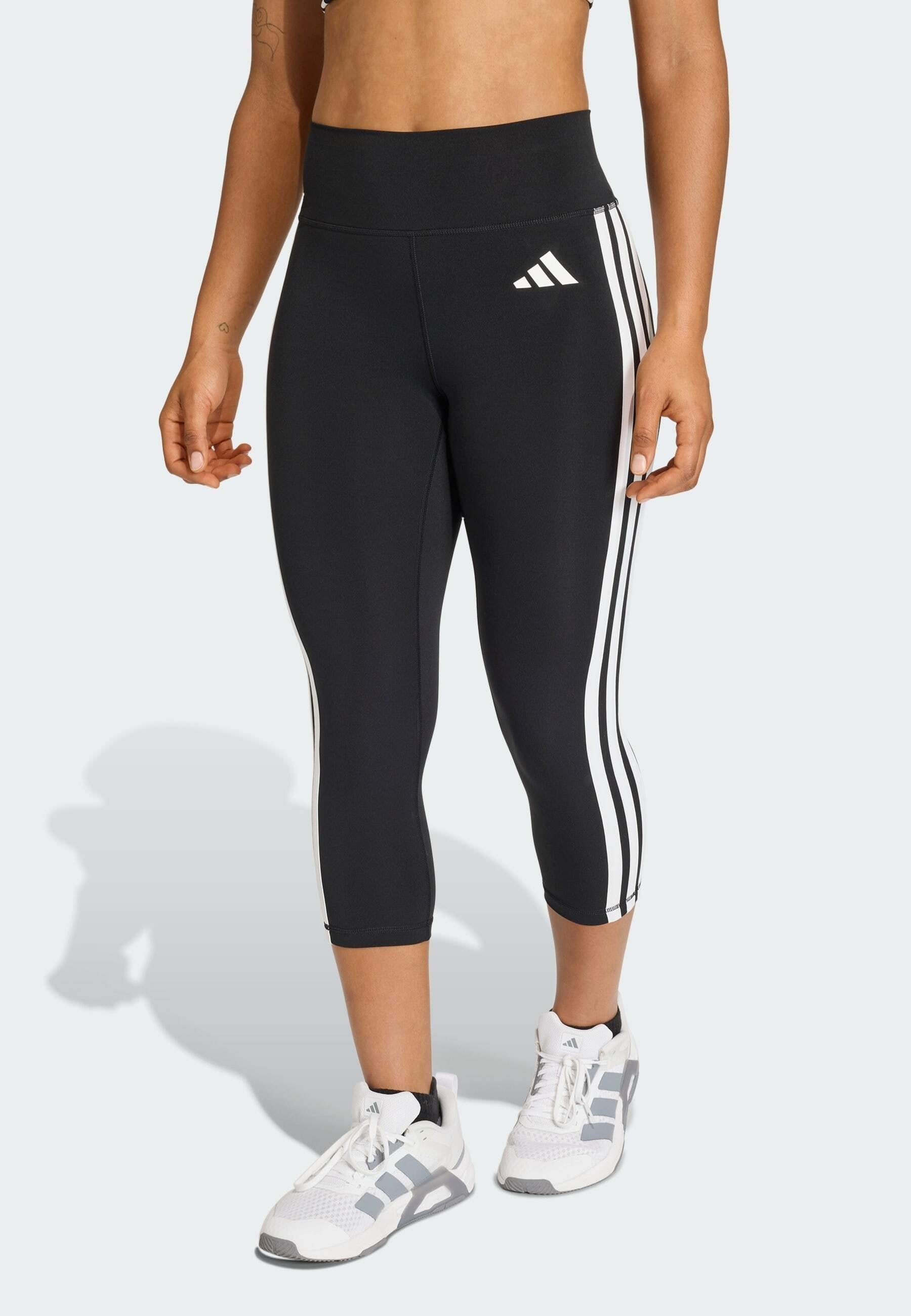 OPTIME ESSENTIALS WORKOUT 3 STRIPES 3/4 - 3/4 sports trousers - black/white