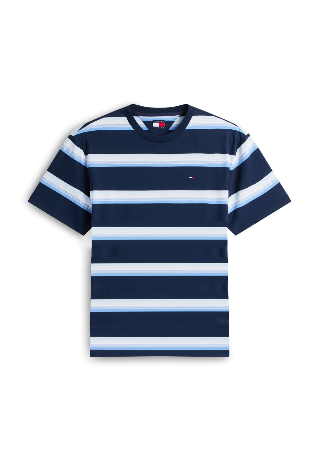 HILFIGER BAYRAK ŞERİTLİ RAHAT KESİM JERSİ TİŞÖRT - Baskılı tişört - tatlı mavi