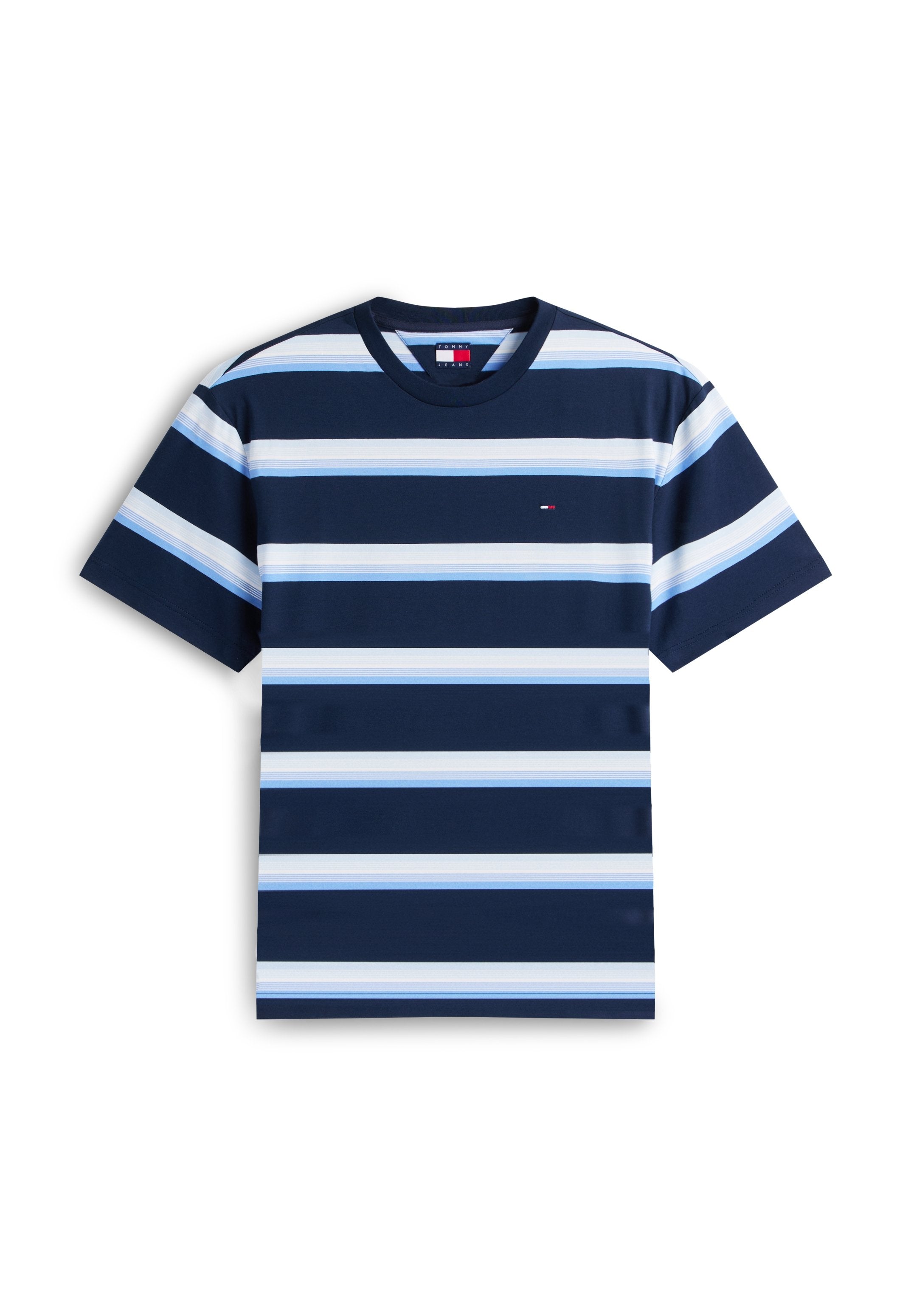 HILFIGER BAYRAK ŞERİTLİ RAHAT KESİM JERSİ TİŞÖRT - Baskılı tişört - tatlı mavi