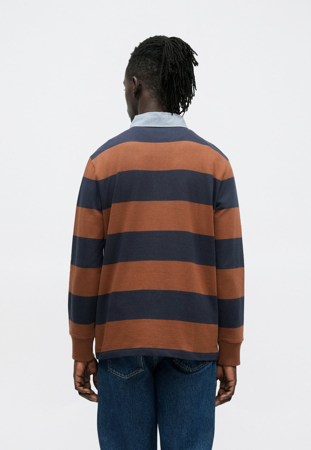 CHAMBRAY STRIPE HEAVY RUGGER - Polo shirt - mahogany brown